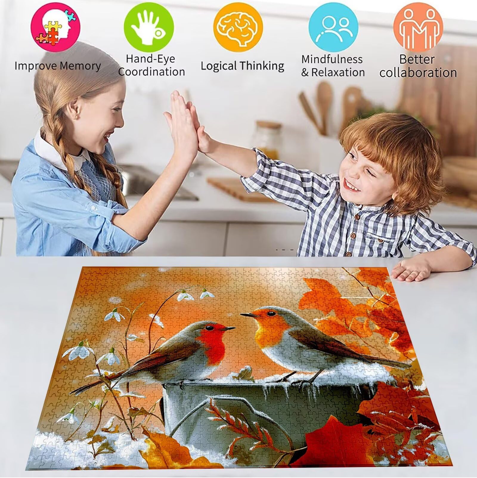 Puzzle Autunno Puzzle 4000 Pezzi Jigsaw Adulti DIY Classici Gioco, Puzzles a Forma di Uccello, Giochi Rilassamento e Intelligence per Ragazzi 141x87cm/4000 pcs con Scatola Regalo in Legno H-8872