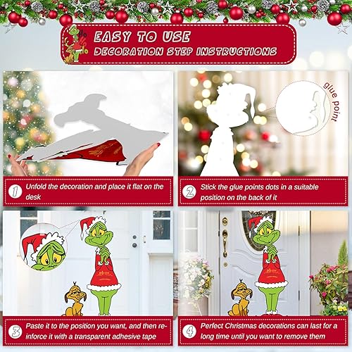 Miniatura 3 de Decoraciones navideñas grandes y divertidas, recortes clásicos de cartón para Navidad, pared, puerta, árbol, porche, decoración de ventana (estilo 1)