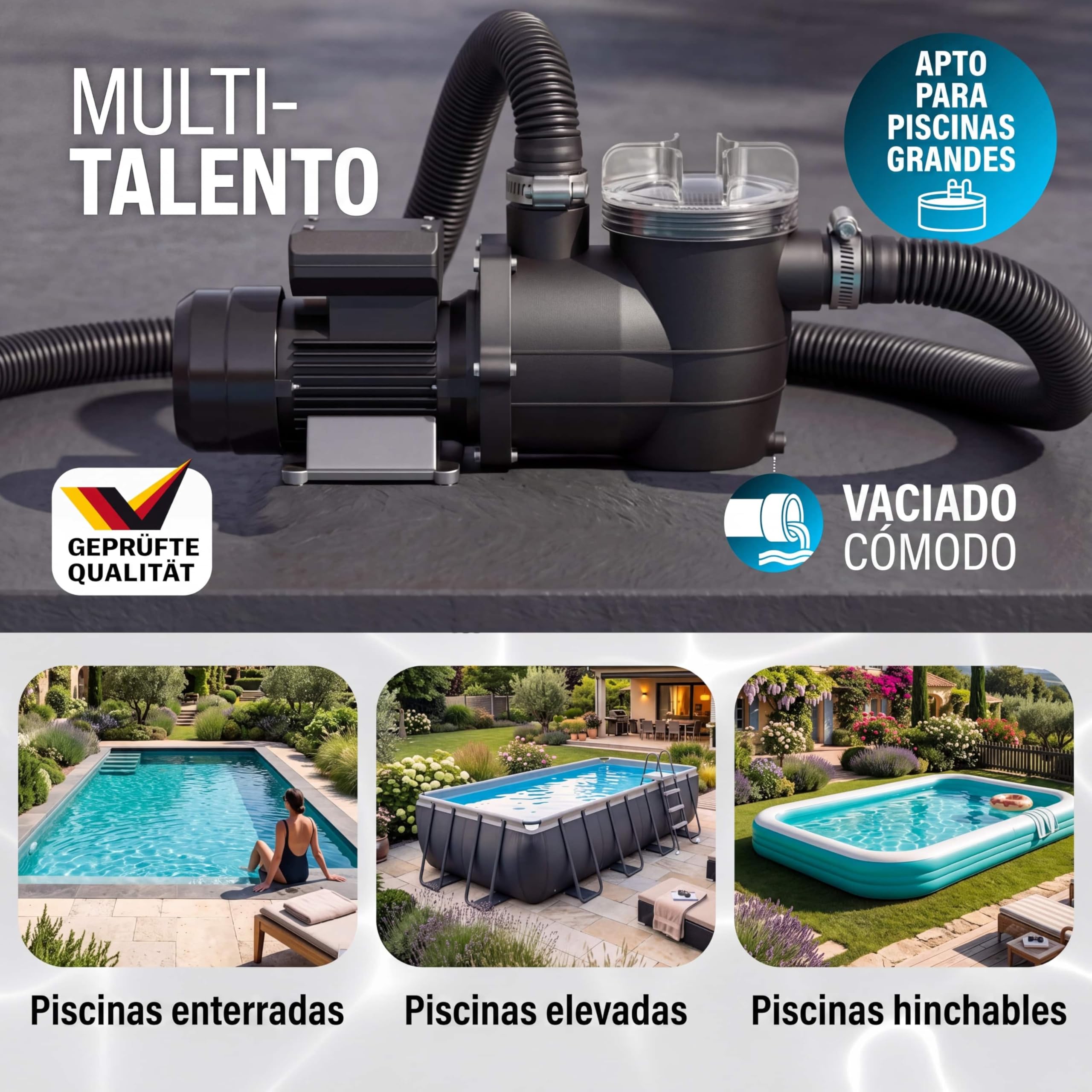 Monzana® Depuradora Bomba de Filtro para Piscina 9.960L/h Bomba Circulación de Agua Filtración 450W