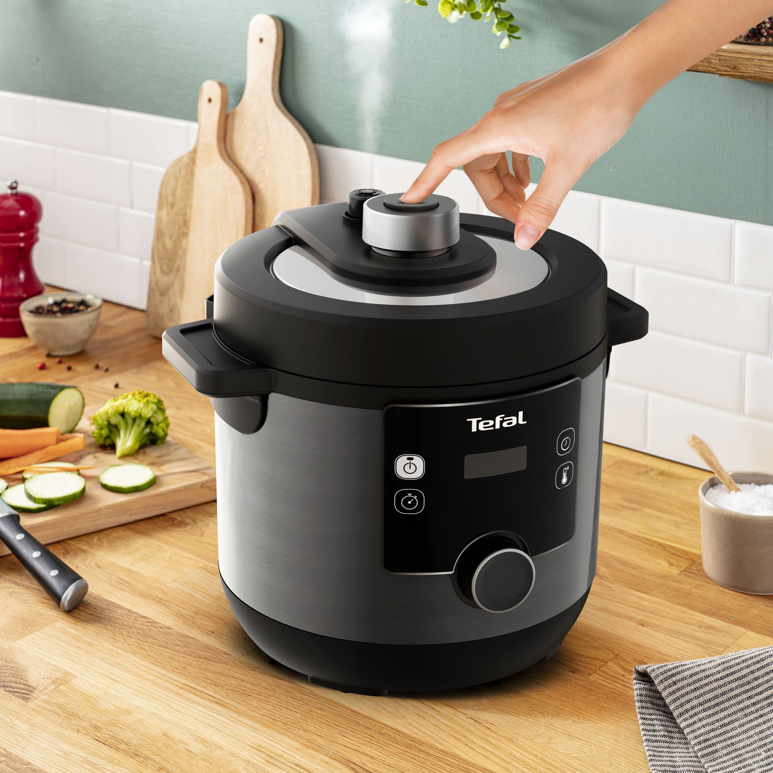 Tefal CY7788 Turbo Cuisine & Fry Multicuiseur | Autocuiseur et friteuse à air chaud | 14 programmes de cuisson automatiques | Couvercle extra Crisp | Polyvalent | Capacité 7,6 l | Avec livret de