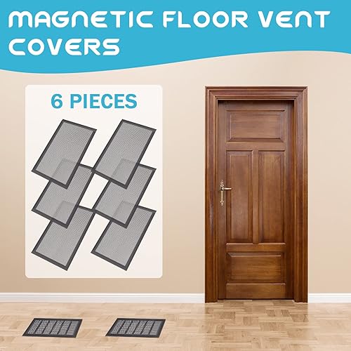 Miniatura 10 de Cubiertas de ventilación de piso, rejilla de ventilación de aire, rectangulares, de PVC, magnéticas, para pared, techo y suelo, captura de residuos