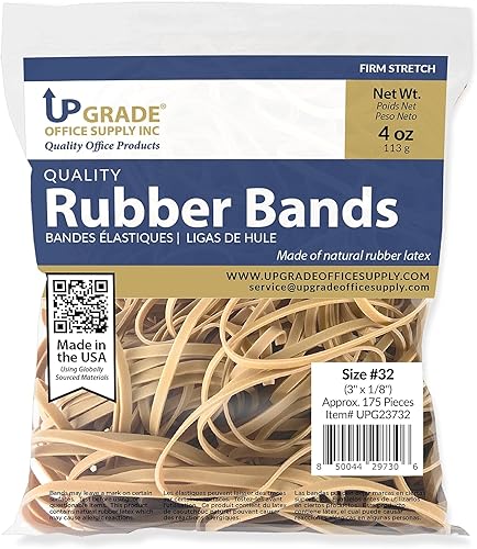 Miniatura 2 de Upgrade Office Supply UPG23732 Bandas de goma, tamaño #32 (3" x 18"), bolsa de 14 libra, crepe natural, hecho en USA