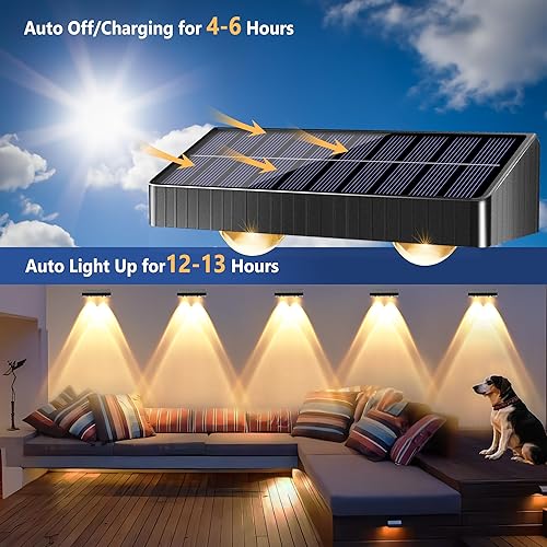 Miniatura 6 de Brizled Luces solares para valla al aire libre, 6 modos 270045006500K 8.5 fl oz luces solares para valla, IP65, impermeable, luz de pared para