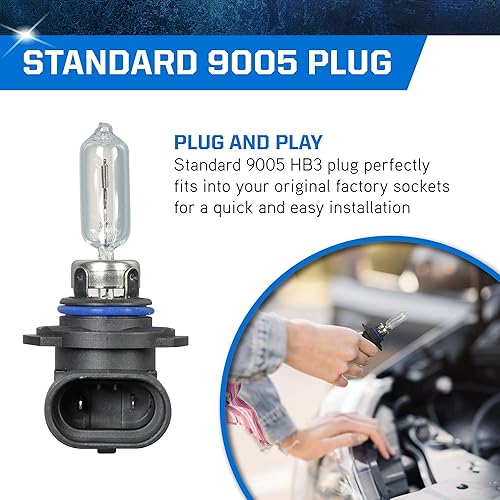 Miniatura 8 de PEAK 9005 Power Vision XENON - Faros delanteros de 65 W, color blanco brillante, paquete de 2