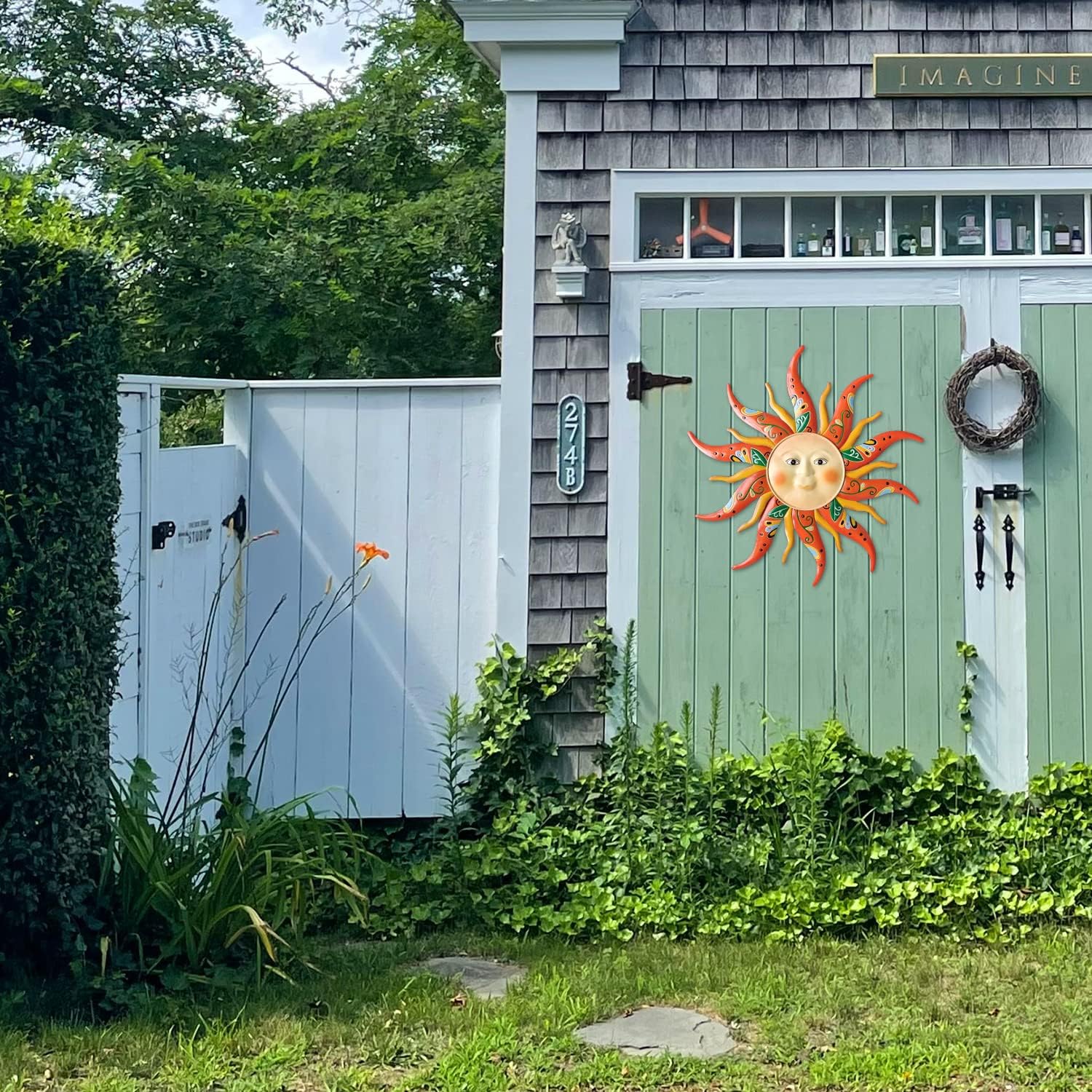 Large Metal Sun Wall Art Decor - 23.6Inches Sun Face Garden Sculptures & Statues Wall Art for Indoor and Outdoor Decor, Yard, Farmhouse, Patio, Garden Decorations