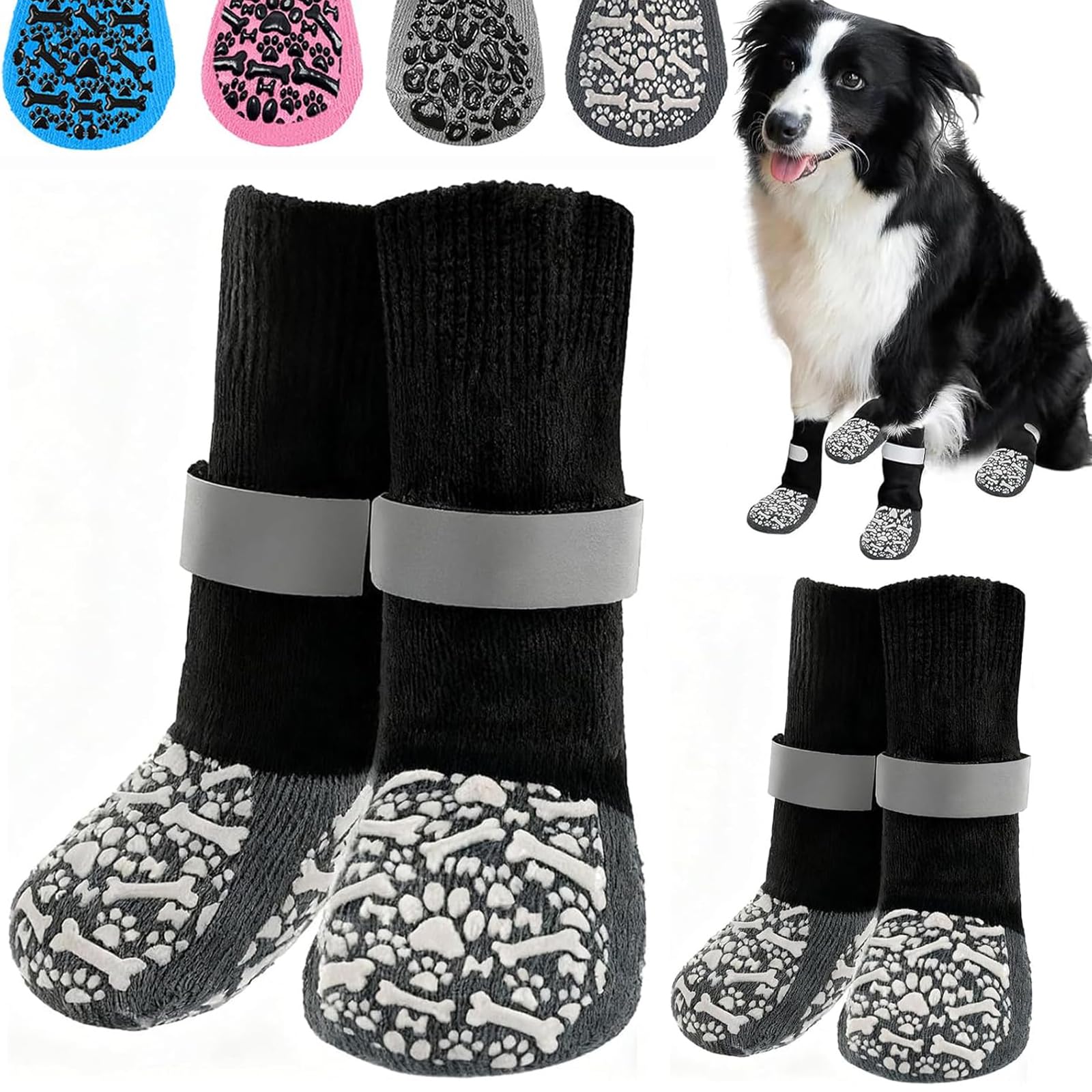 Photo 1 of HeavenEye Anti-Slip Dog Socks (White Bone, M)