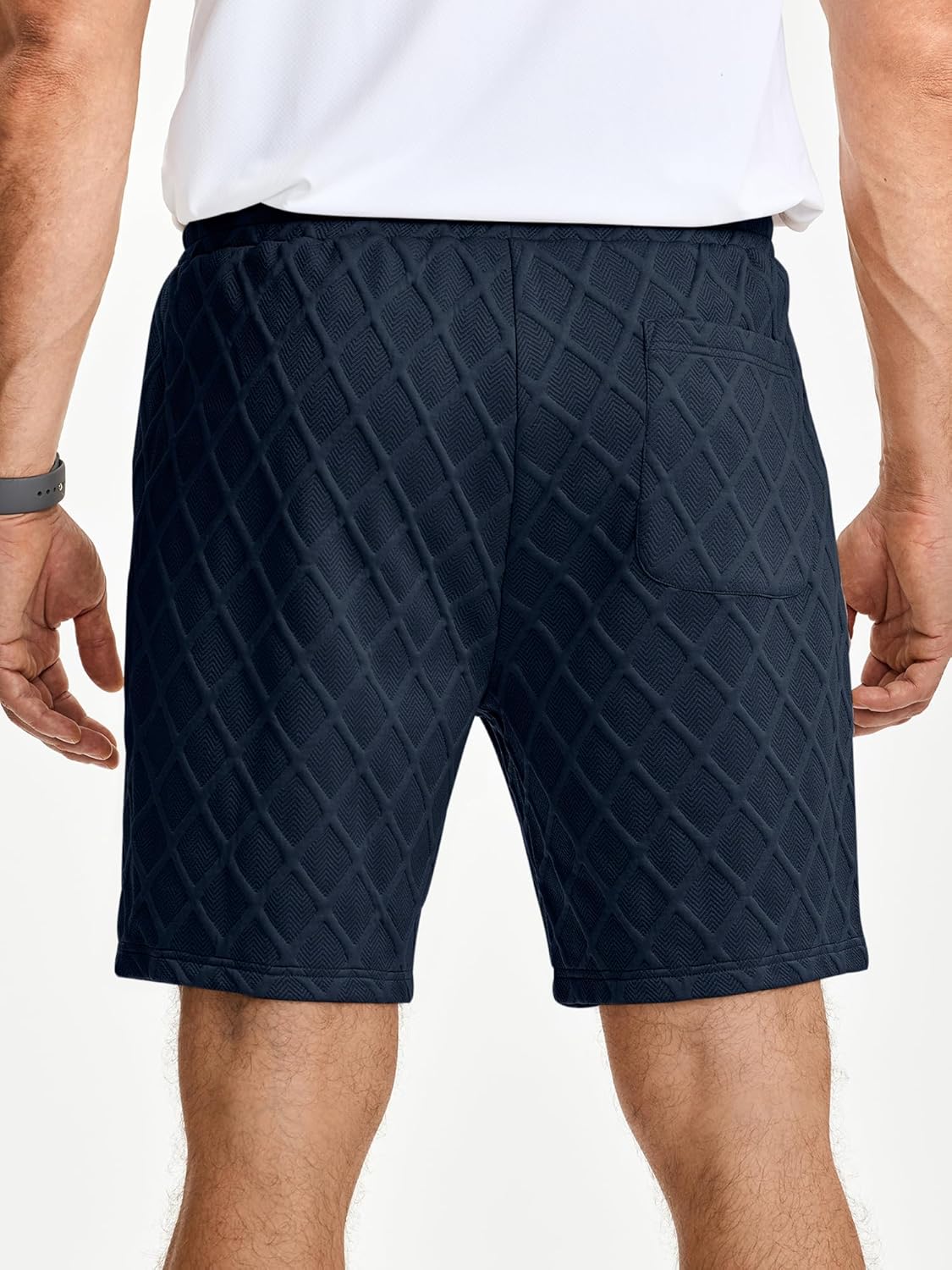 JMIERR Mens Sweat Shorts Drawstring Summer Beach Stretch Texture 7 inch Running Shorts with Pocket - Image 6