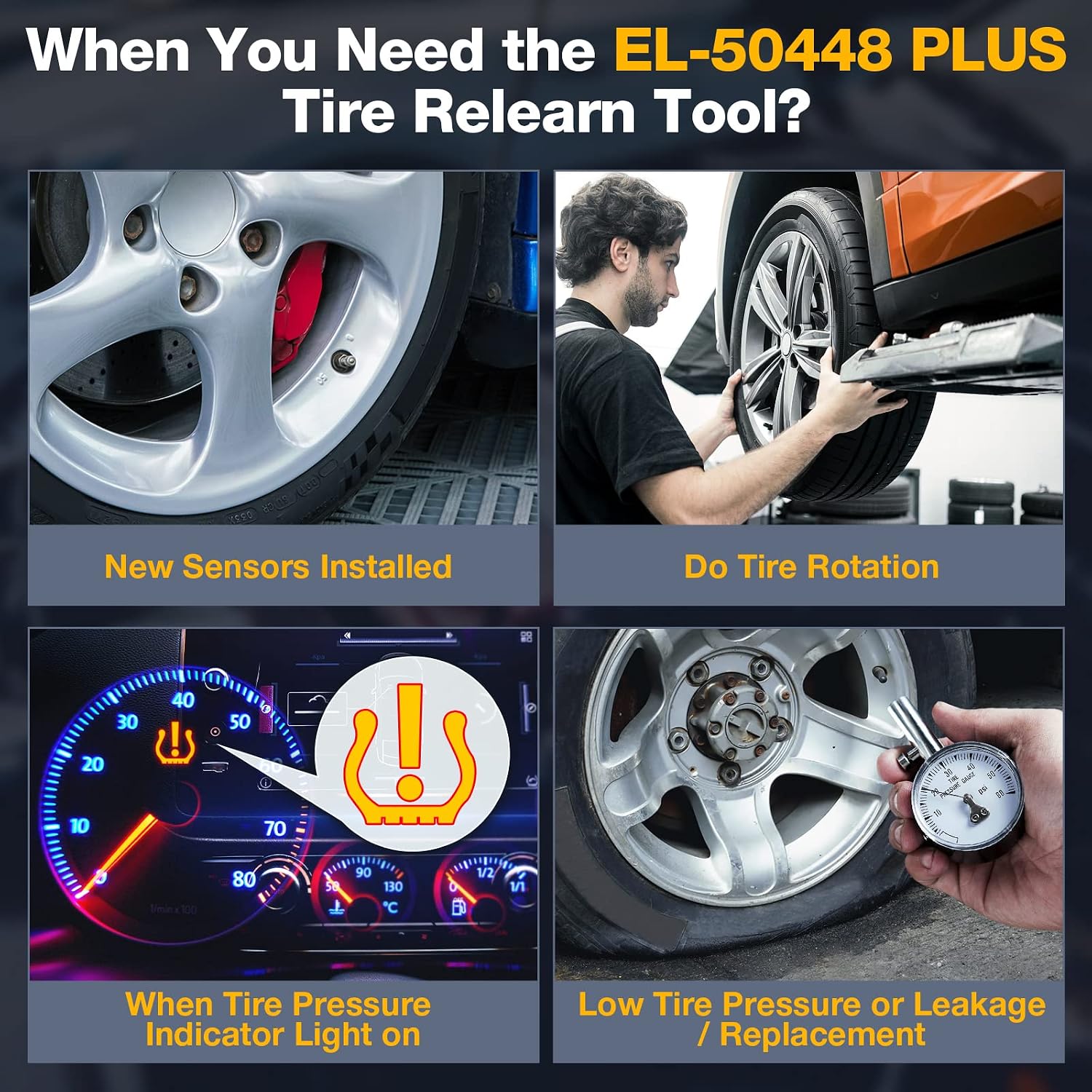 KINGBOLEN EL-50448 Plus TPMS Relearn Tool for Ford for GM Automotive Tire Pressure Monitor Sensor 315/433 MHz Reset Tool, 2 in 1 Relearn Tool for F150 for Lincoln for Buick for Cadillac Vehicle