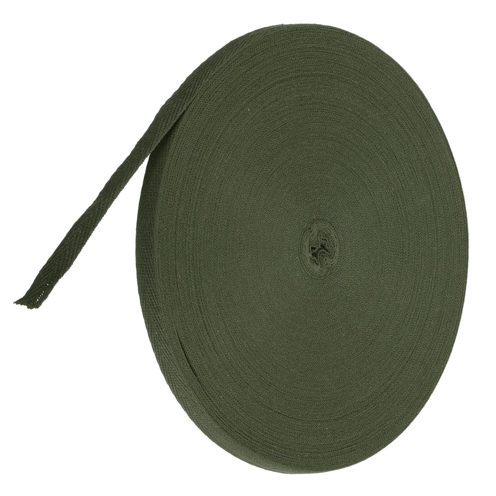 TA-VIGOR Cotton Twill Tape 10mm x 50 Yards Herringbone Webbing Moss Green