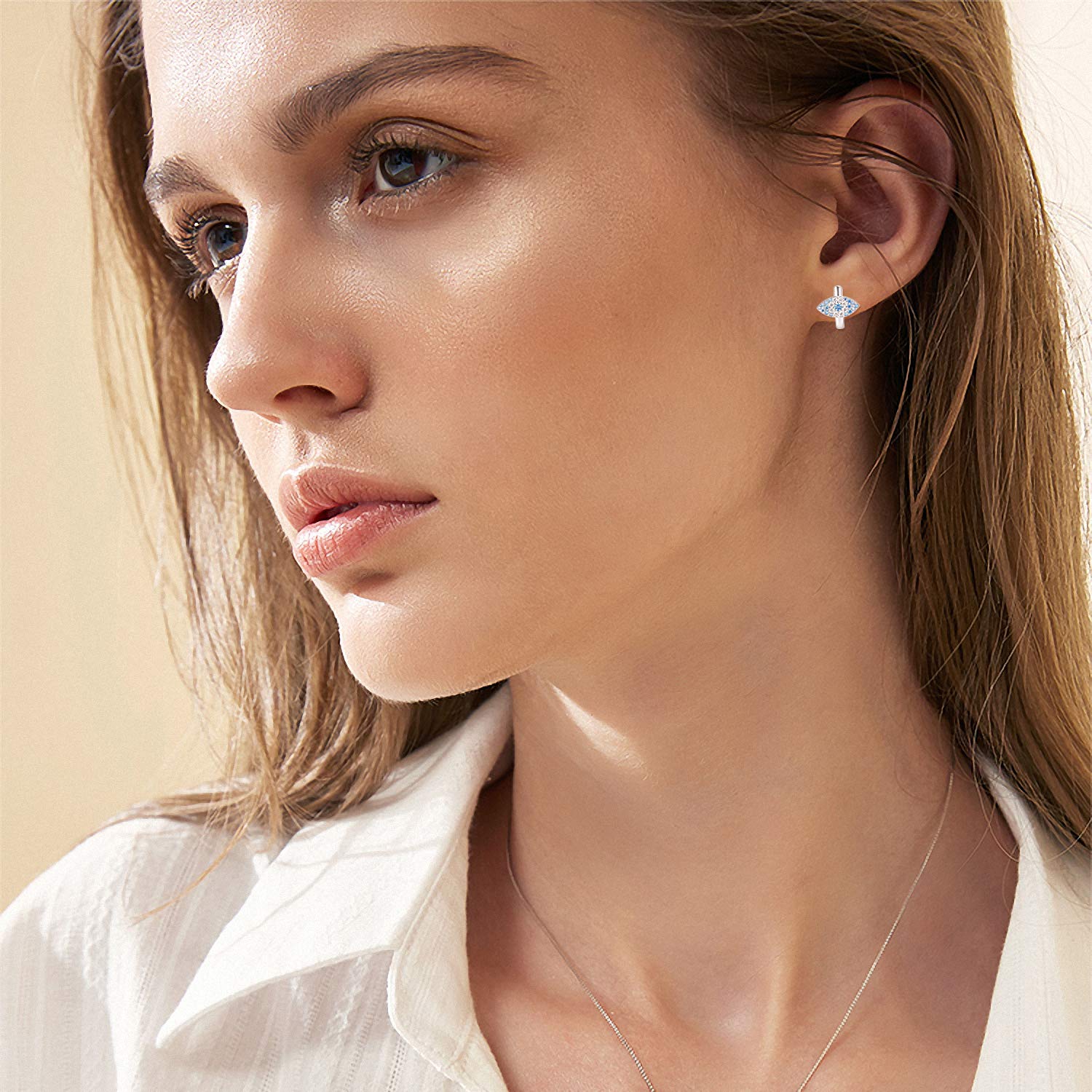 Pendientes de aro de plata de ley 925 para mujer, diseño de ojo turco, circonita cúbica, regalo de joyería para mamá, esposa, novia, Circonia cúbica