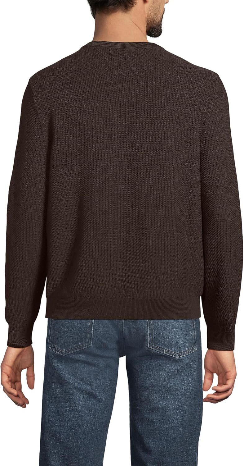 Lands' End Men's Long Sleeve Washable Merino Wool V Neck Sweater