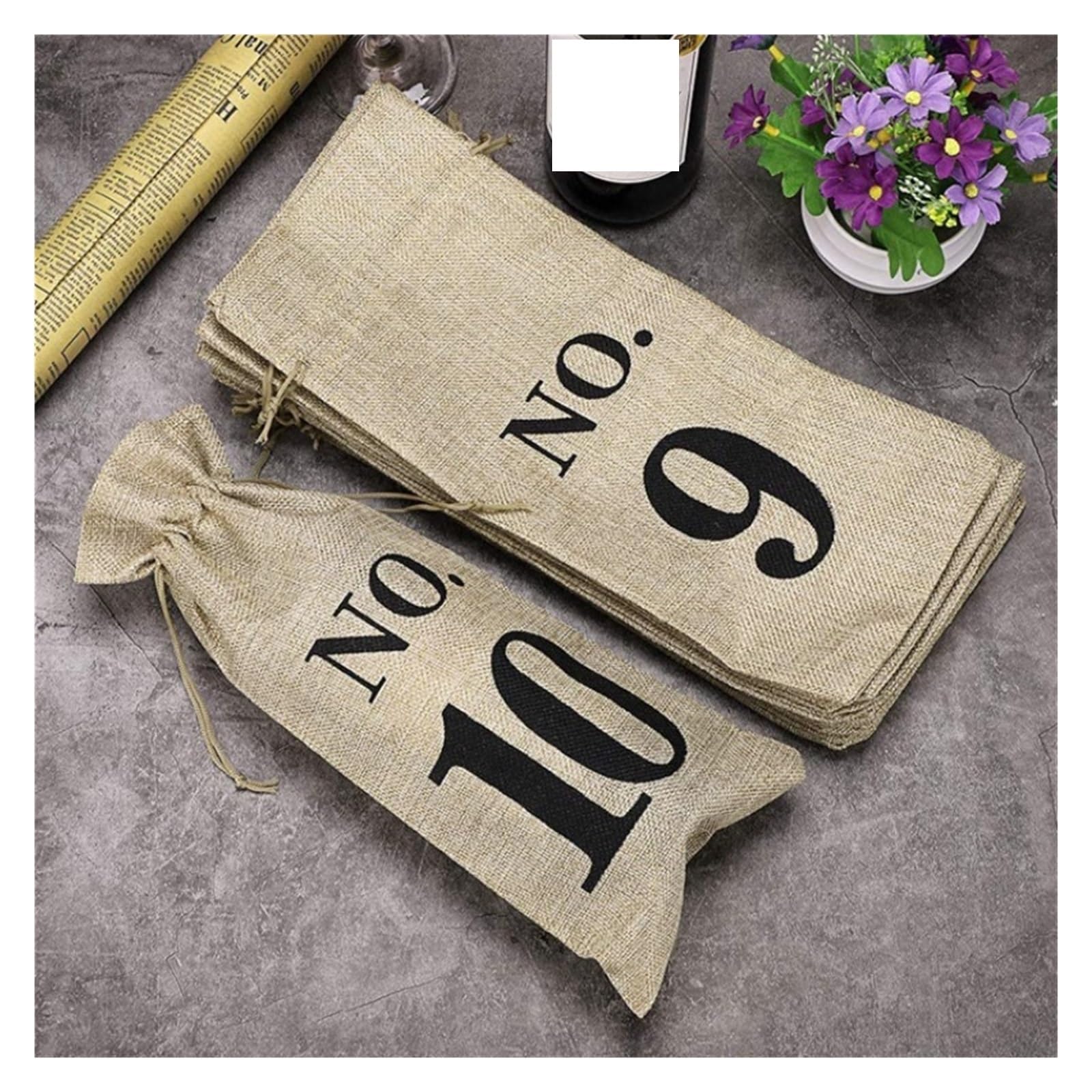 Lot de 10 sacs à vin avec cordon de serrage numéroté pour bouteille de vin - Pour dégustation de vin de mariage, rouge vin, One Size, Style unique