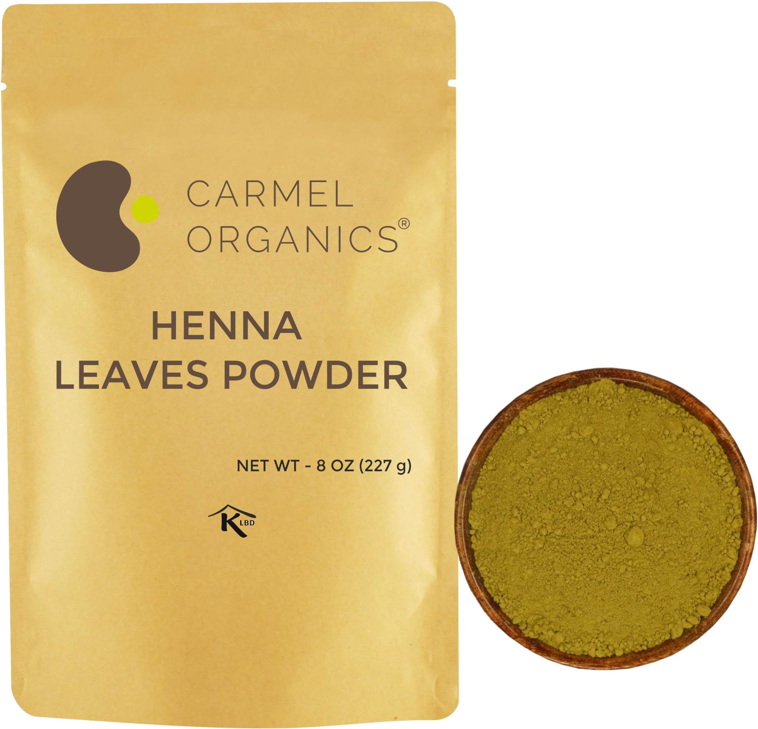 CARMEL ORGANICS Henna Leaves Powder (8 Ounce or 227 Grams) for Hair Color | Made by Natural and Pure Henna Leaves | No Added Preservatives or Color | Lawsonia inermis