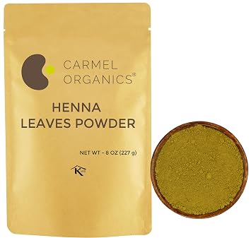 CARMEL ORGANICS Henna Leaves Powder 8 Ounce or 227 Grams for Hair Color | Made by Natural and Pure Henna Leaves | No Added Preservatives or Color | Lawsonia inermis