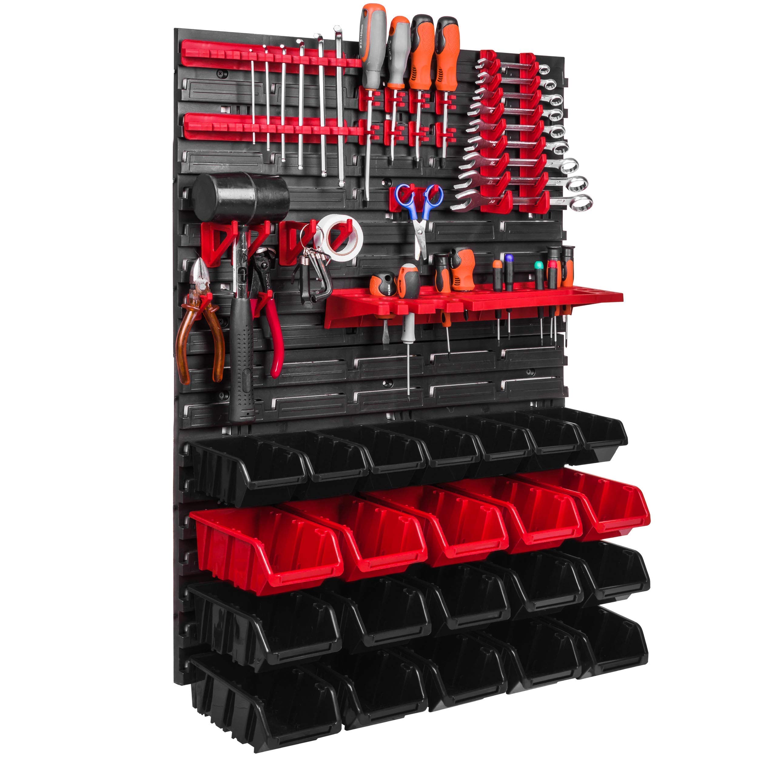 Sistema de almacenamiento de pared, 576 x 780 mm, soportes para herramientas, 22 unidades Cajas apilables, cajas de almacenaje
