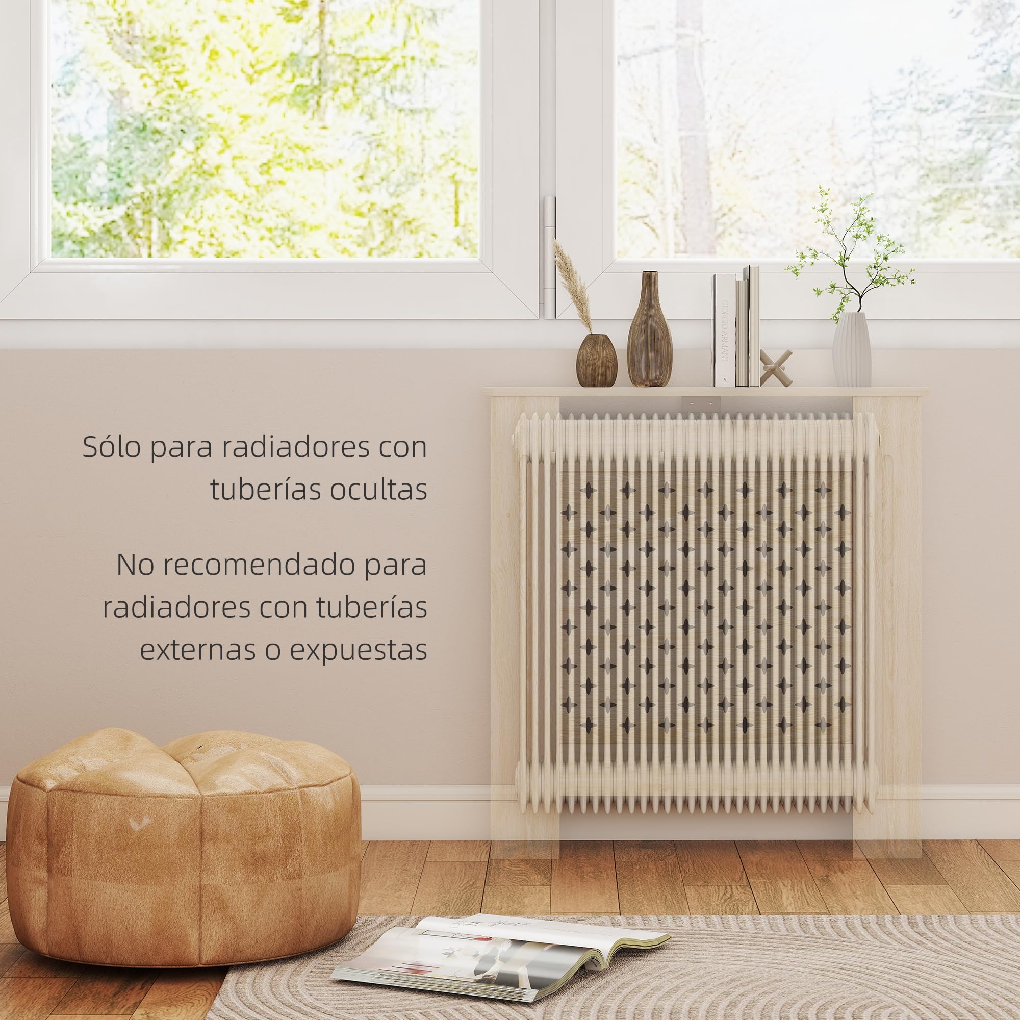 HOMCOM Cubre Radiadores Cubierta para Radiador de MDF 78x19x82 cm Cubreradiador para Salón Dormitorio Pasillo Roble