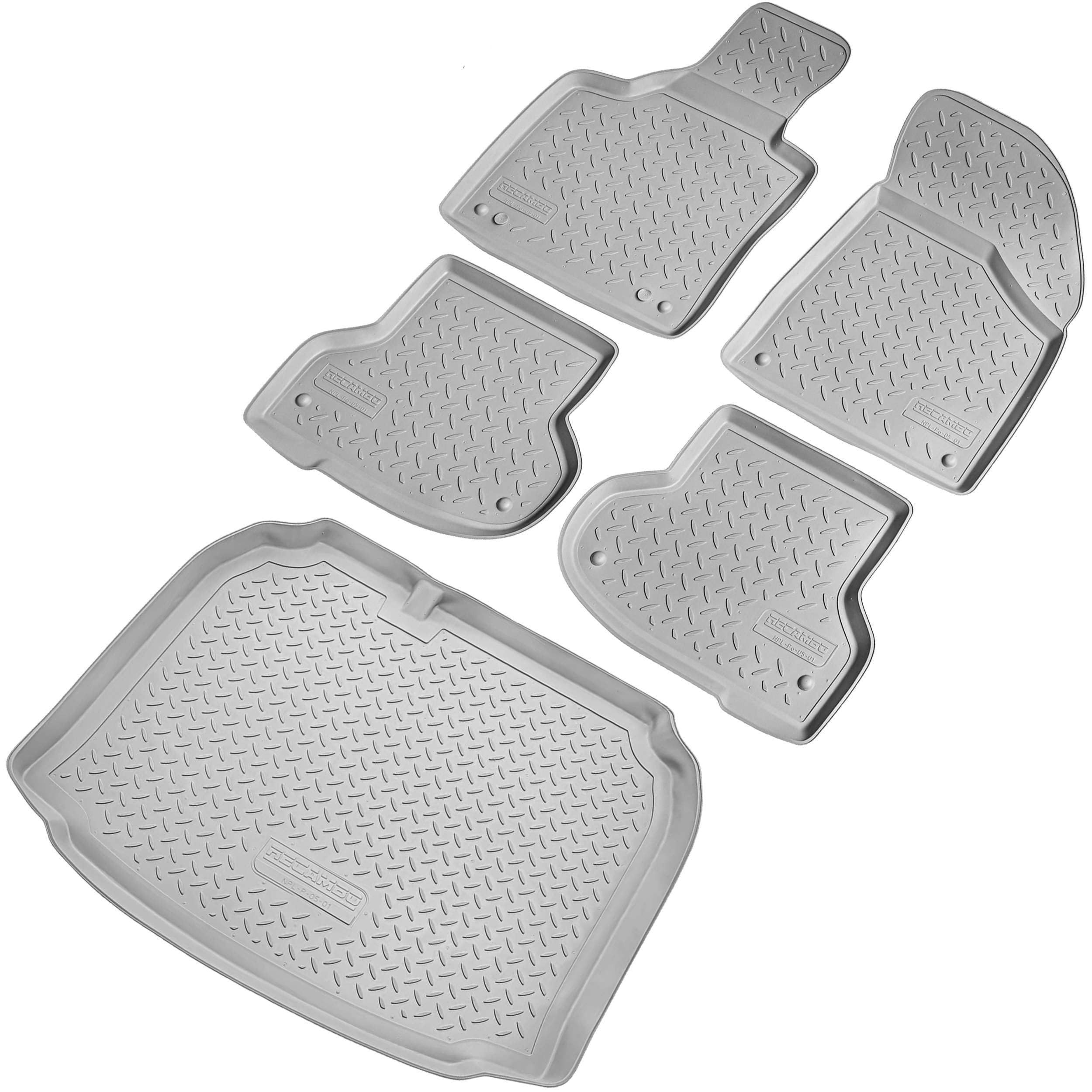 Recambo Juego de Alfombrillas de Goma y Bandeja de Maletero para Audi A3 8P + Sportback | 2003 2012 100% Ajuste, Alfombrillas y Maletero de TPE Antideslizante, Color Gris