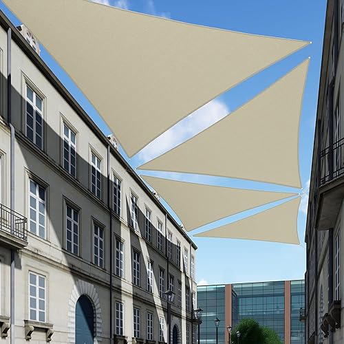 Tang toldo de sol, velas de sombra 180GSM HDPE Equilateral Triángulo Permeable Toldo estándar comercial personalizable, Beige