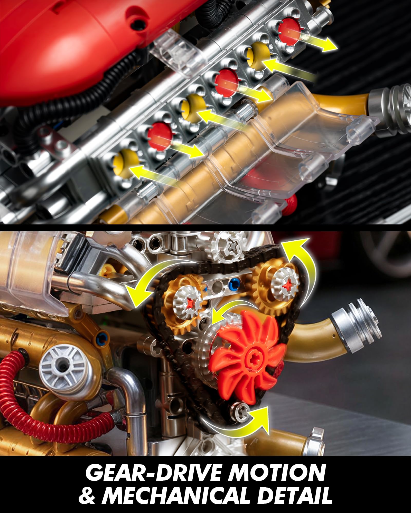 JSINMA V12 Kit de construction mécanique motorisé pour adultes avec pistons mobiles visibles, couvercle latéral transparent, cadeau pour les amateurs de voitures, 620 pièces