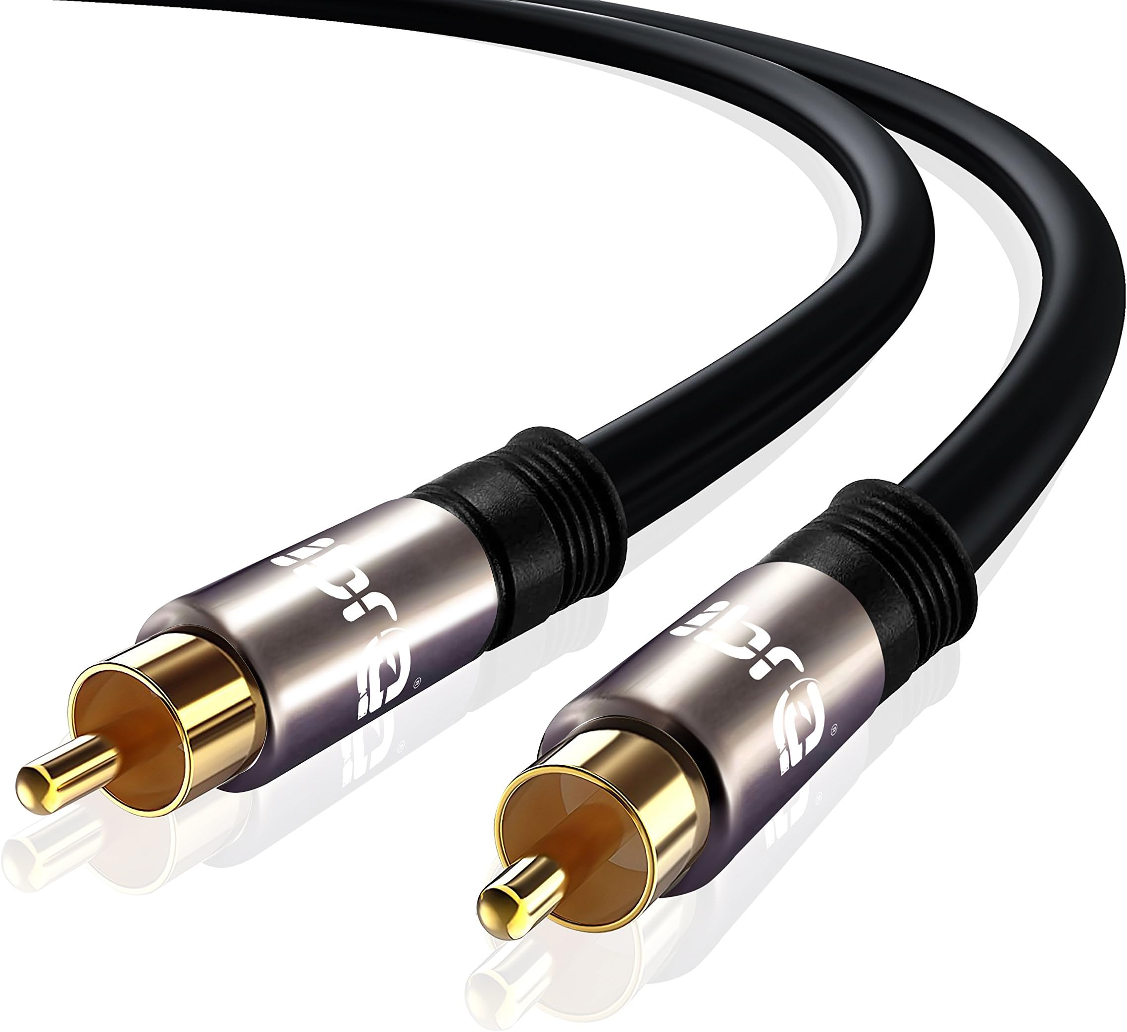 IBRA 0.5M RCA/phono subwoofer lead cable, 1 to 1 RCA/phono, audio/digital/video (coax cable, RCA/phono male/male cinch plugs, for amps/Hi-Fis, audio signals/composite video, 75 ohm, black)