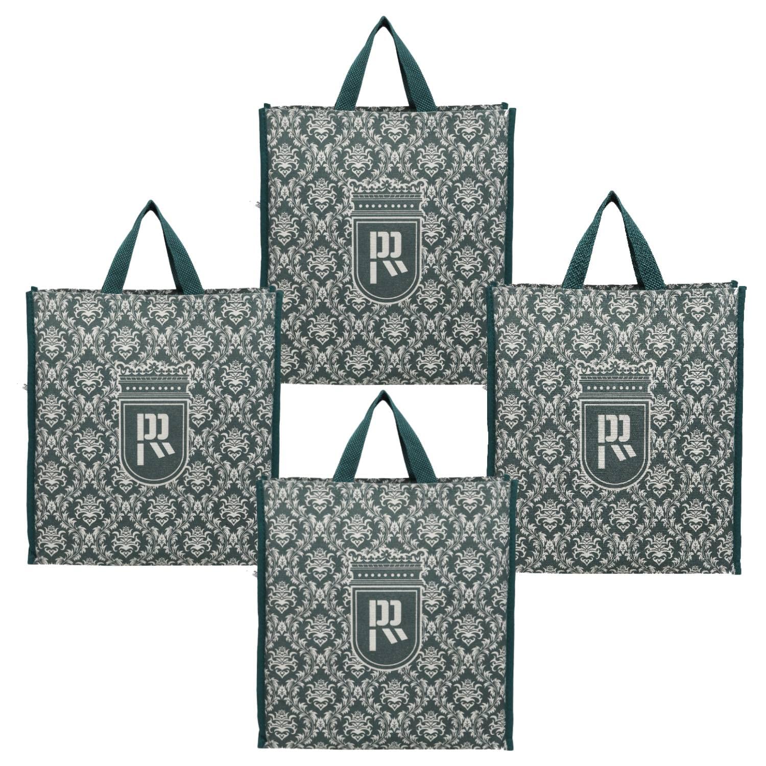 Double R Bags Reusable Shopping Bags Kitchen Essentials/Grocery Bag/Vegetable Bag/Carry Bag with Handles Multi-Purpose Bag I Multiple Stylish Designs (Pack of 4) (B09NDQP152) Amazon Price History, Amazon Price Tracker