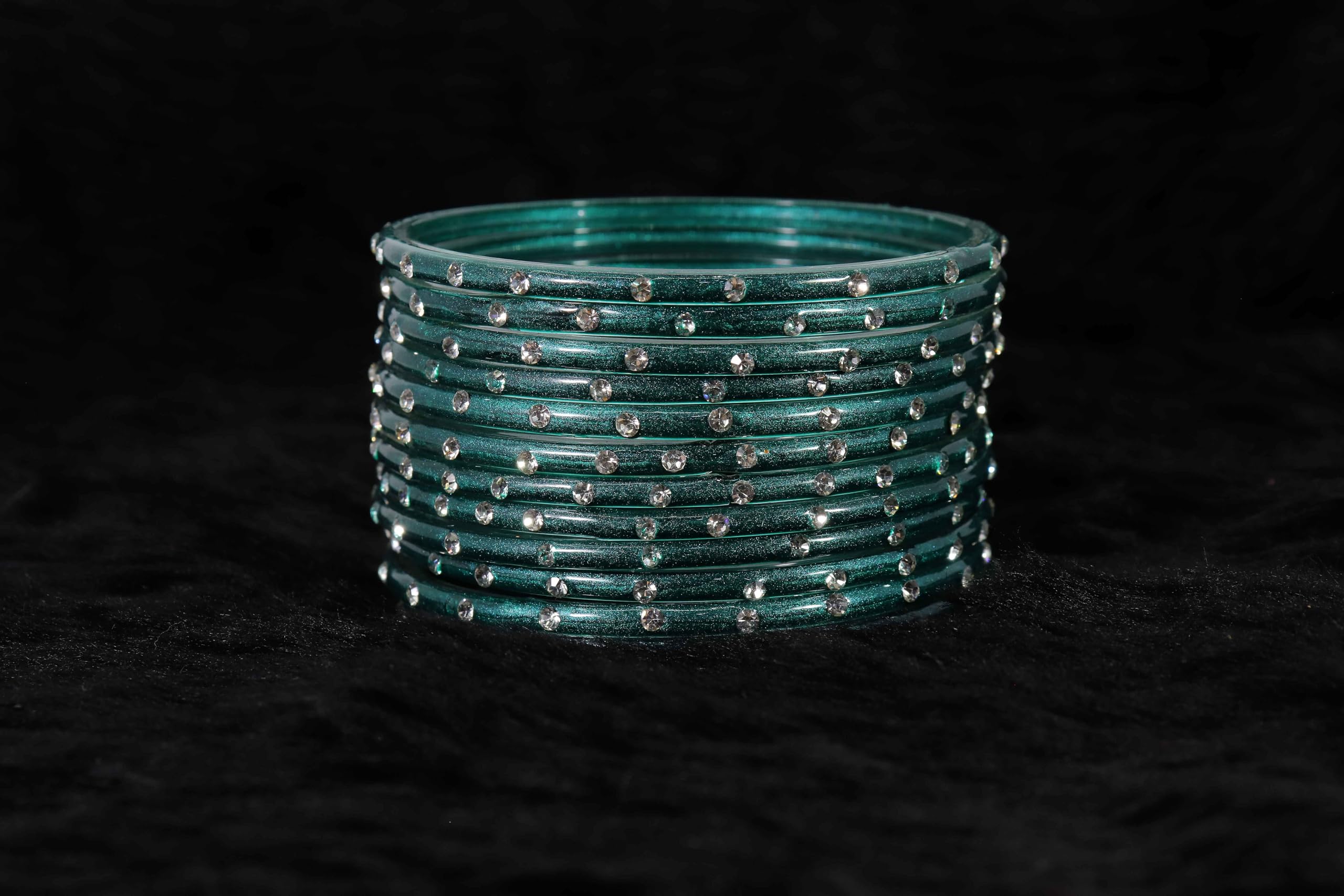 Glass Bangles with Zircon Stone Set for Daily use & Parties