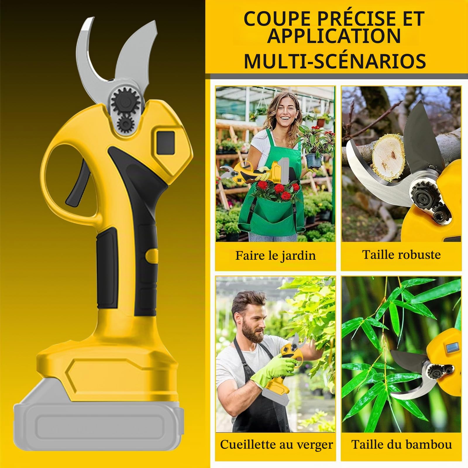 Sécateur Électrique Sans Fil Brushless, Diamètre de Coupe de 55 mm