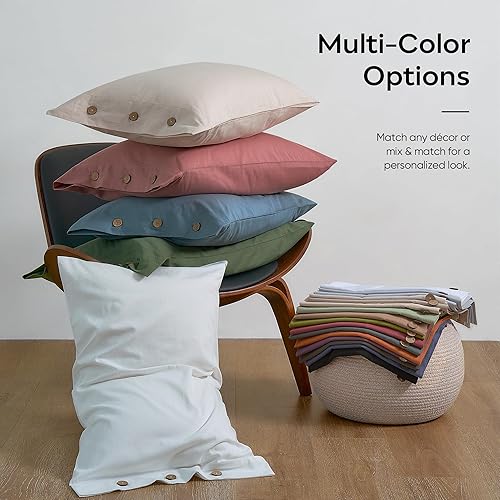 Miniatura 7 de JELLYMONI Juego de 2 fundas de almohada de algodón tamaño King de 20 x 36 pulgadas, fundas de almohada de color amarillo, 100% algodón lavado, suave