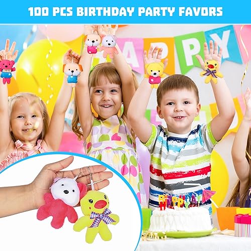 Miniatura 6 de Chivao Paquete de 100 mini juguetes de animales de peluche, juguetes de animales pequeños, juego de llaveros de peluche para Halloween, bolsas de