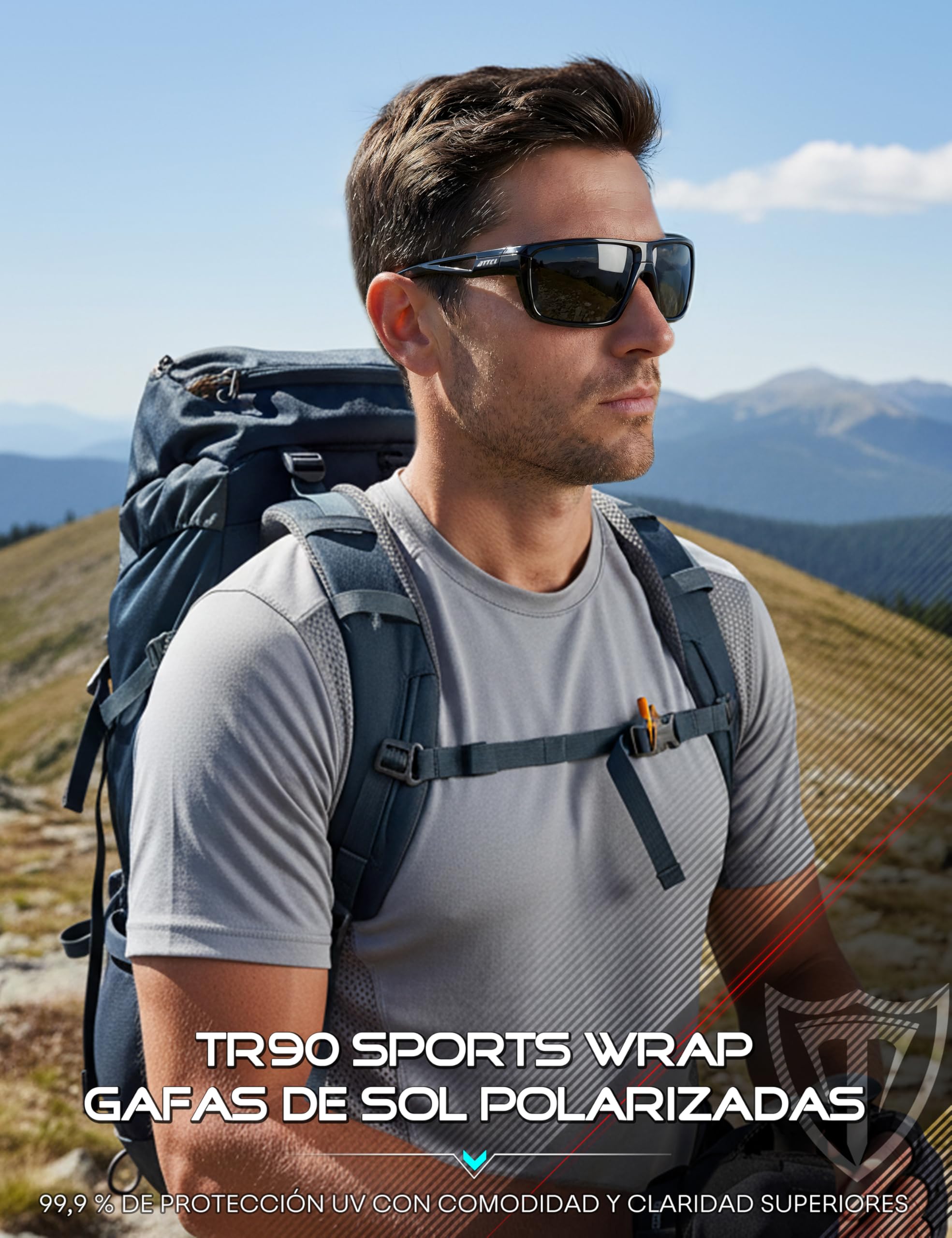 ATTCL Gafas de Sol Hombre Polarizadas: Protección UV400 Montura Ligera de TR90 Antideslizante Envolvente Sports Pescar Golf