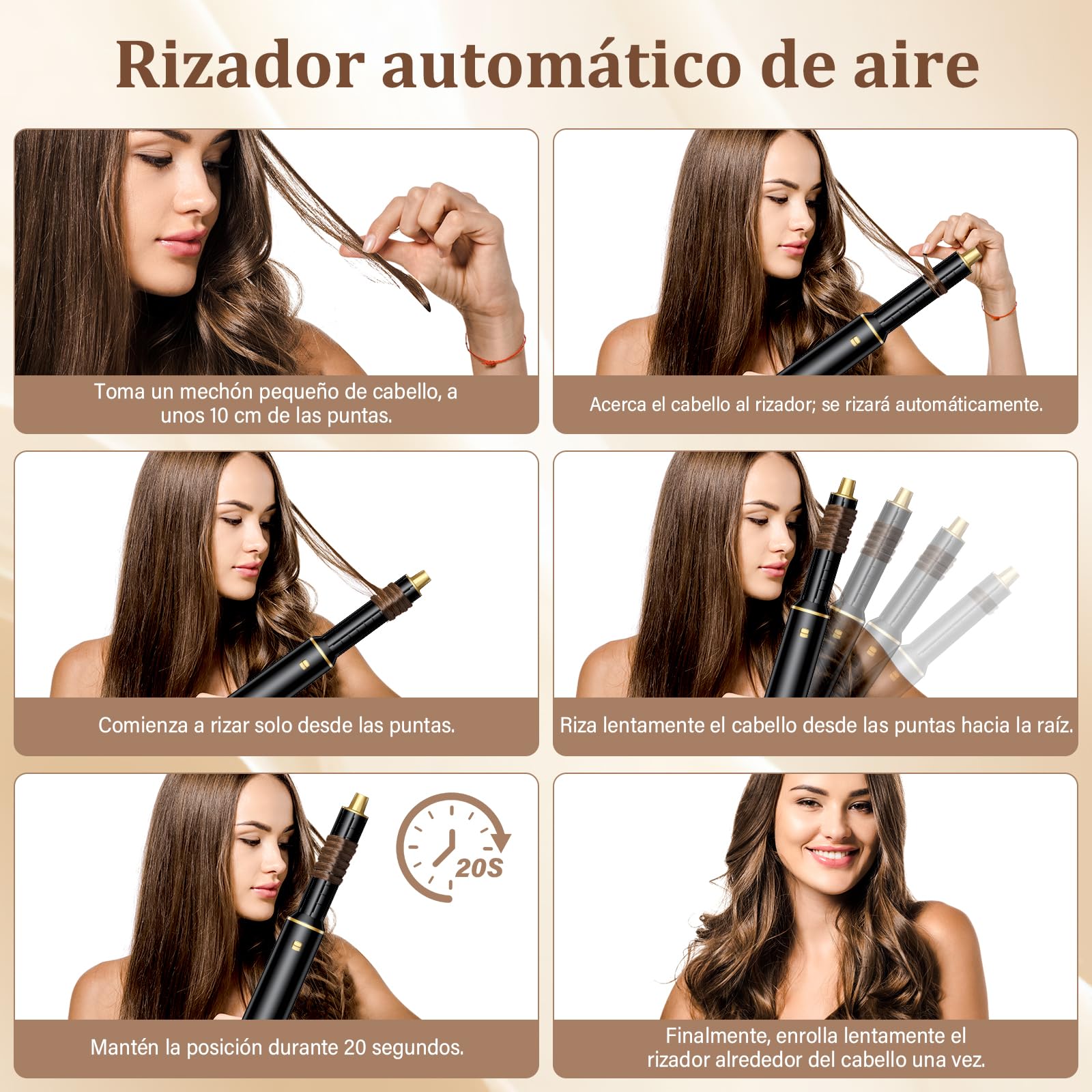 5 en 1 Moldeador de Pelo, Cepillo Secador de Pelo con Secador Iónico, Rizador Automático, Cepillo Alisador y Aire Caliente para Secar, Rizar, Alisar y Crear Volumen en Casa, Diario y Viajes | Peinado