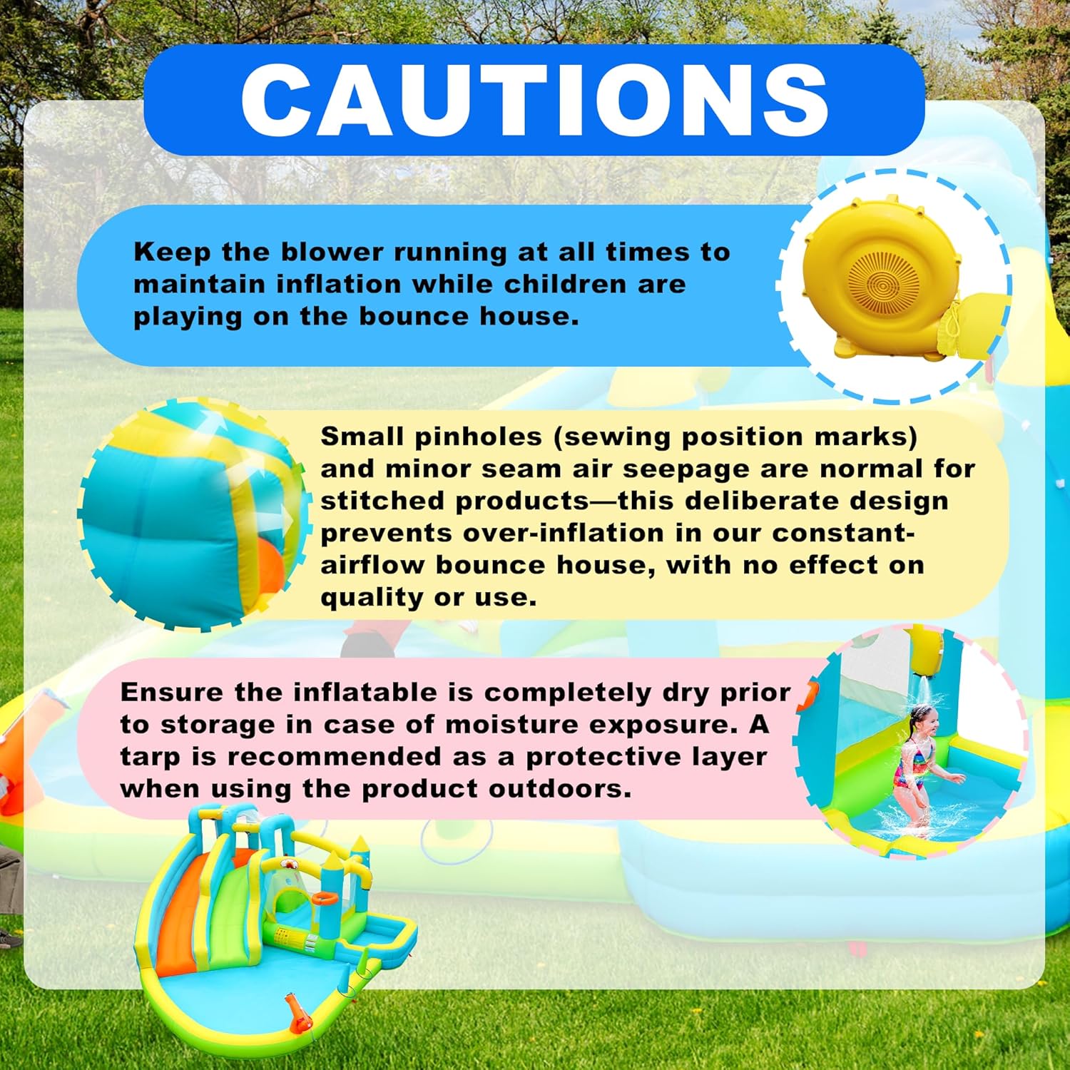 WELLFUNTIME Inflatable Water Double Slides with Blower, Jumping Castle with Deep Pool, Bounce House for 5 Kids Aged 3-10, Water Cannon, Basketball, Ringtoss