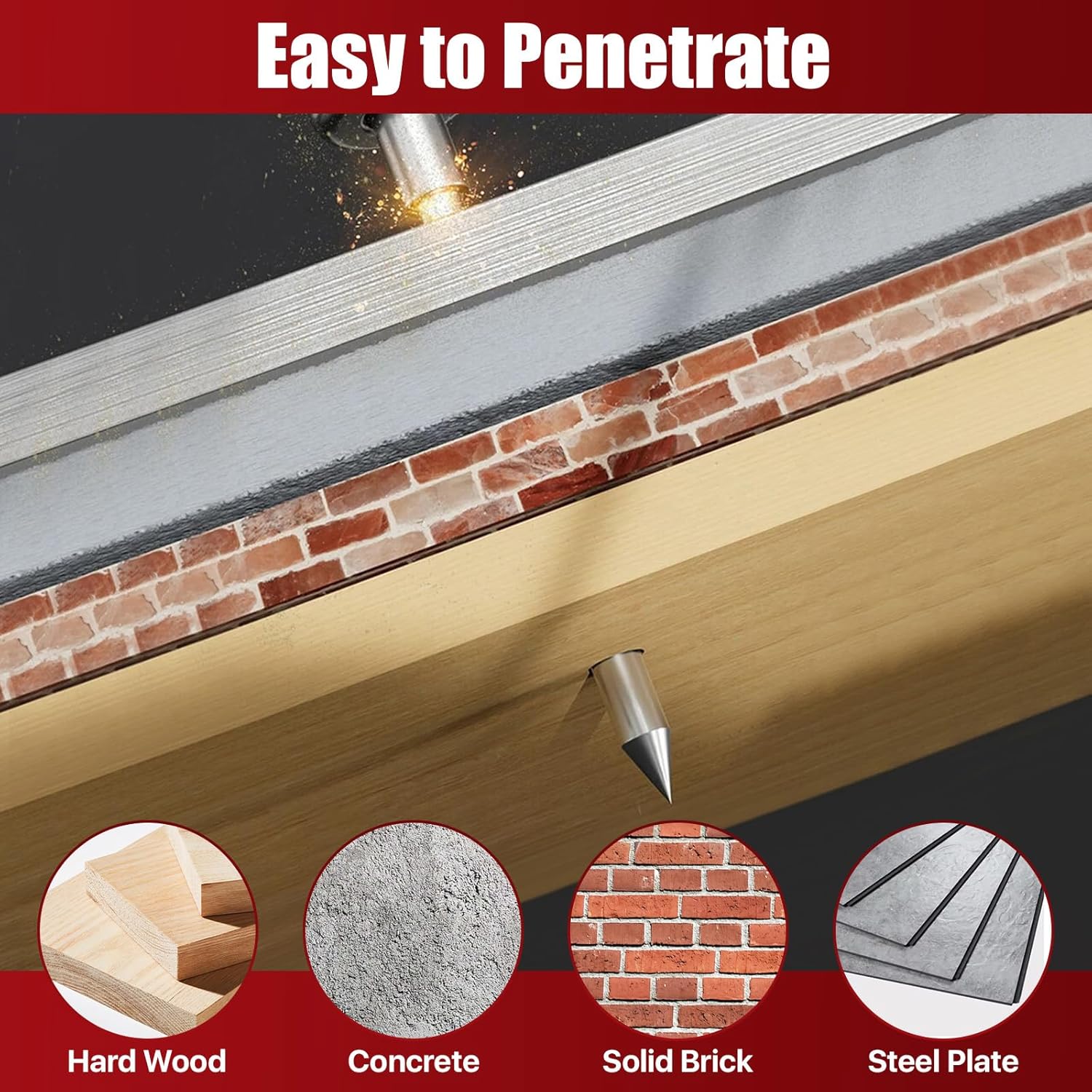 150 Pcs Manual Steel Nail, Nails for Manual Steel Nail Gun, 7.3mm Dia Round Concrete Nail, M8 Screw Nut Nails for Concrete Ceiling Cable Ducts Fixed Slotting Device Repair Tool