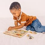 Melissa & Doug Farm Sound Puzzle - Wooden Peg Puzzle with Light-Activated Sound Effects (8 pcs)