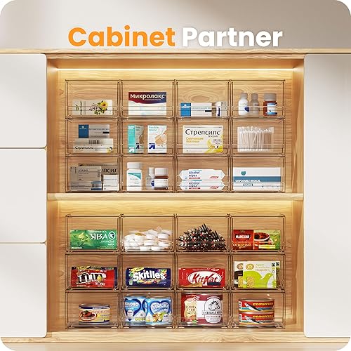 Miniatura 6 de A-LuGei Cajones de almacenamiento apilables de acrílico, organizador de maquillaje de 7.5 pulgadas de largo, organizador y almacenamiento de baño,