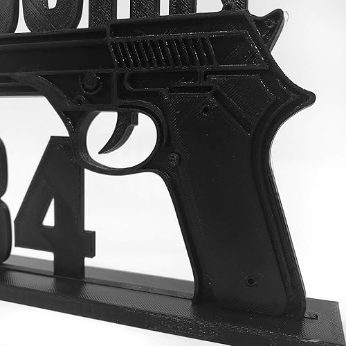 Miniatura 7 de Personalized GUN Birthday Cake Topper on Base with Name & Age for Enthusiast or Military Party Solid 3D Printed Plastic Keepsake Decoration