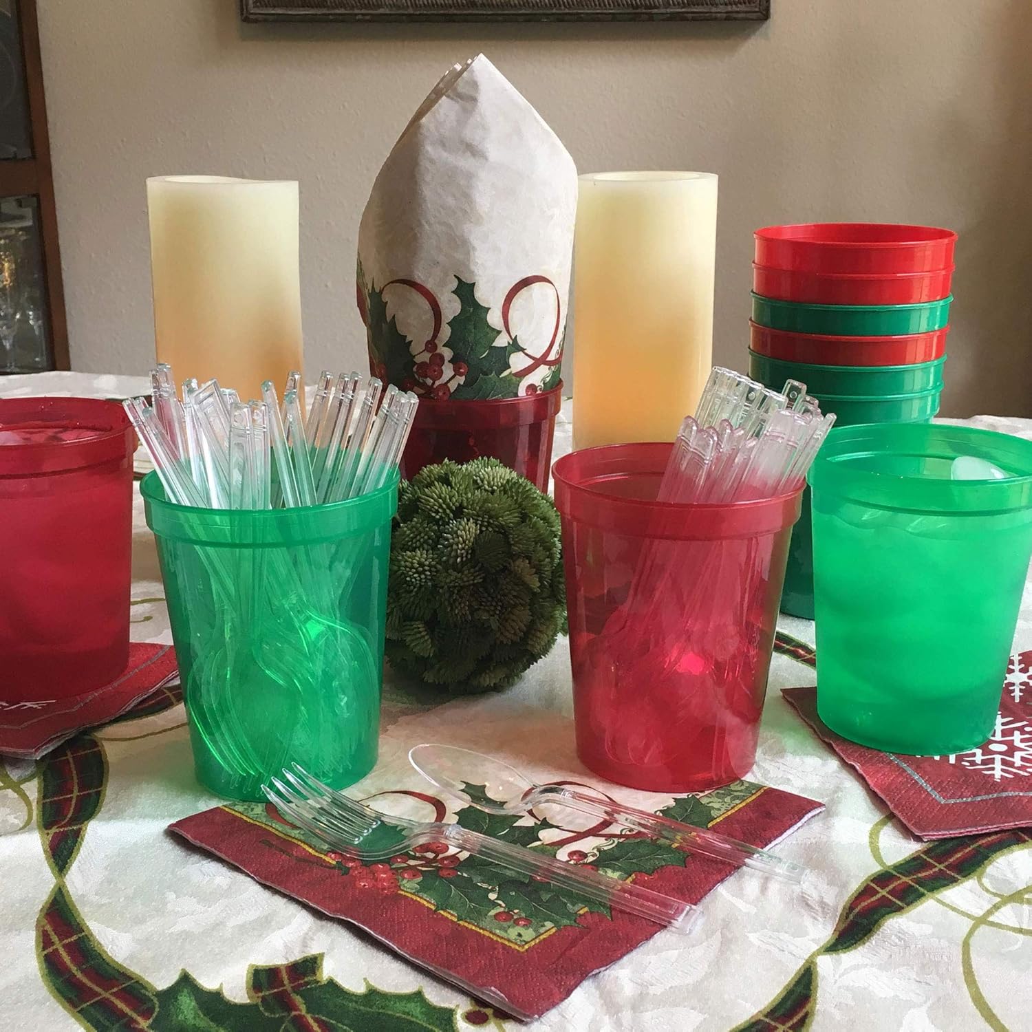 Rolling Sands 16 oz. Reusable Plastic Stadium Cups, 8 Pack, Made in USA, BPA-Free Dishwasher Safe Tumblers, Rainbow - Image 5