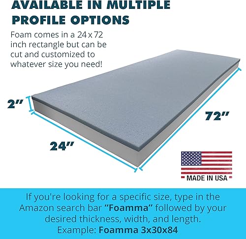 Miniatura 5 de Foamma Cojín de espuma viscoelástica con gel de enfriamiento de 4 x 24 x 72 pulgadas, base de espuma de alta densidad, firmeza media, reemplazo de