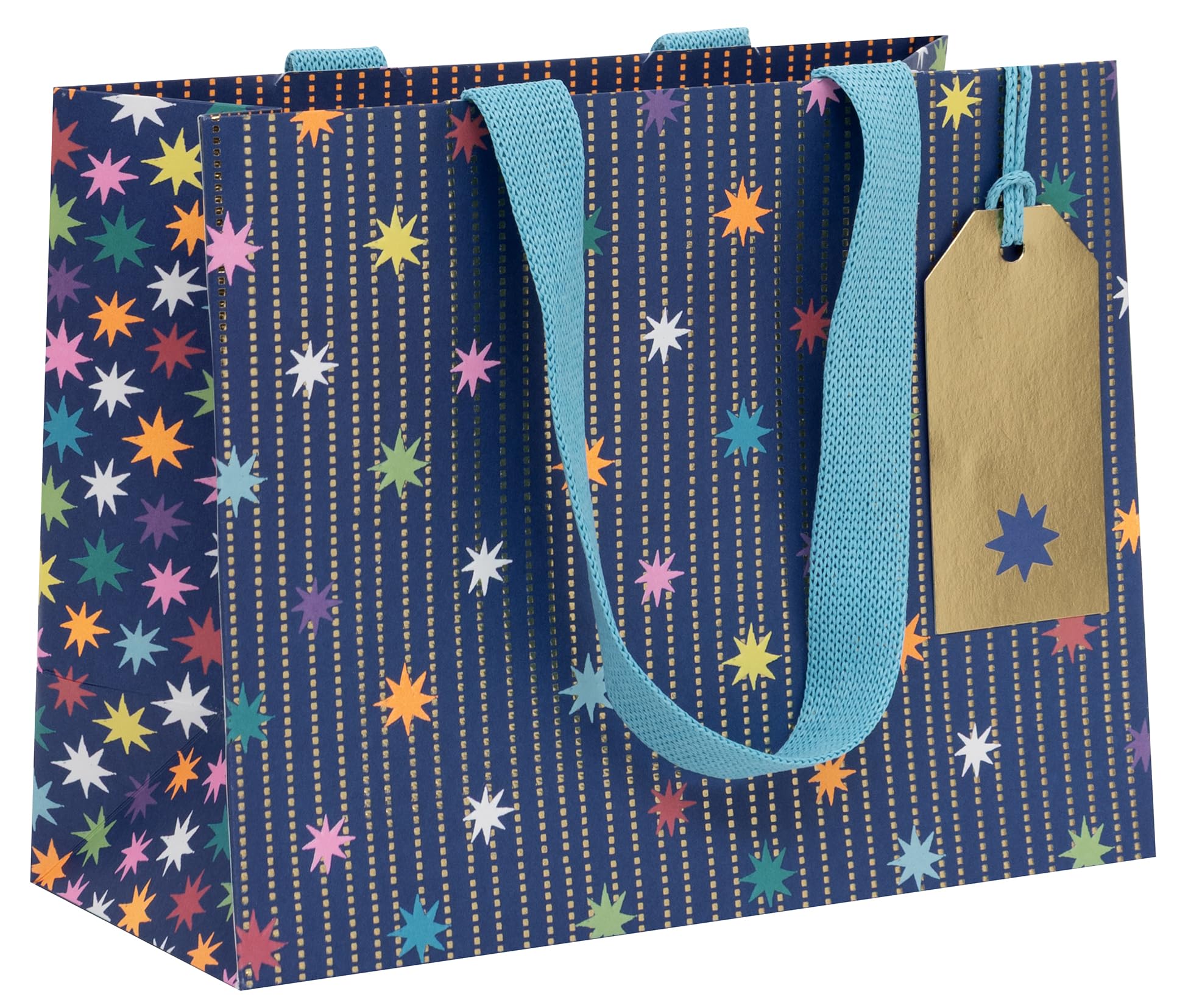 Glick M Ediu Landscape Gift Bag - Star Garland Navy Design - 225 X 175 X 100M
