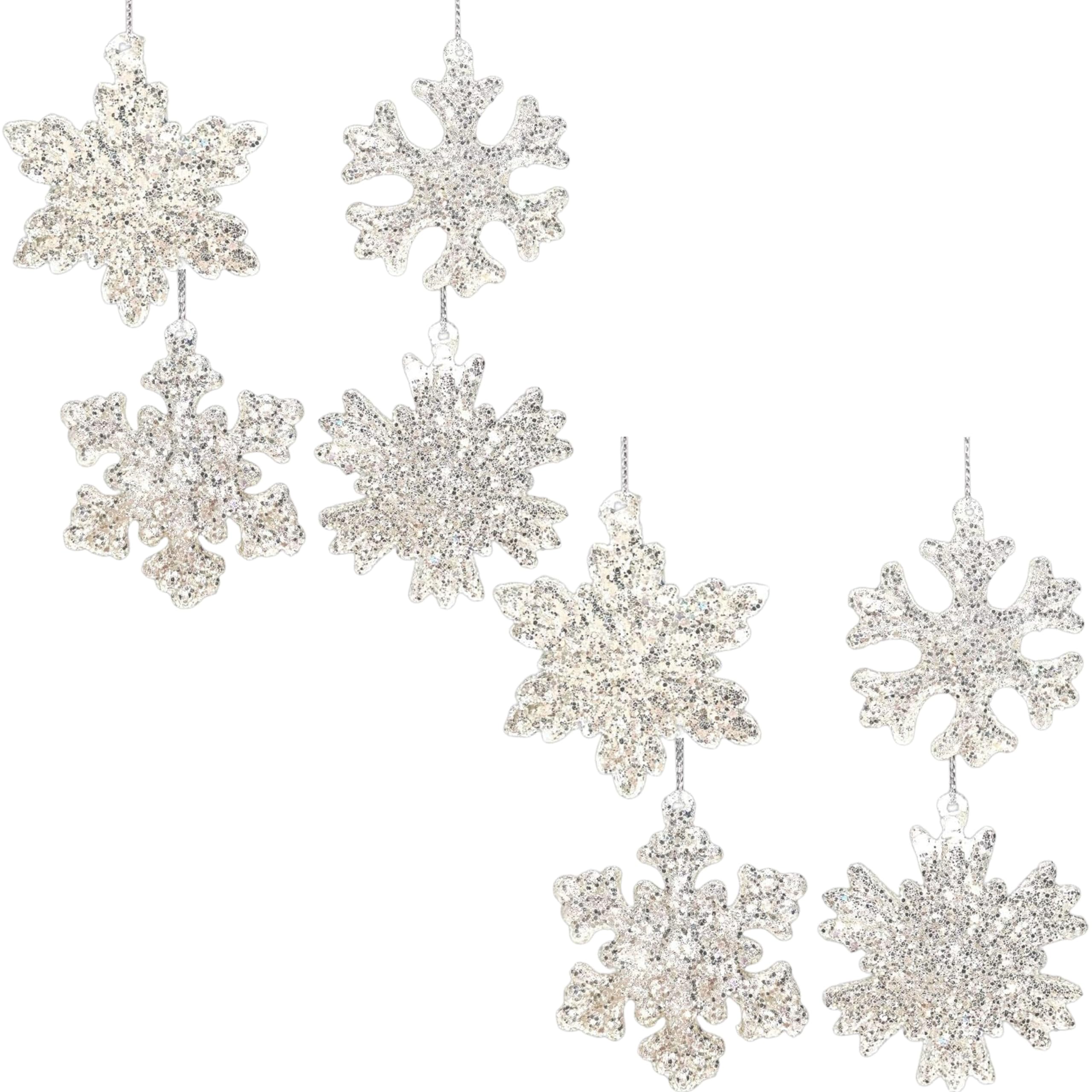 Amazon.co.jp: 雪の結晶 クリスマスオーナメント - シルバーグリッター