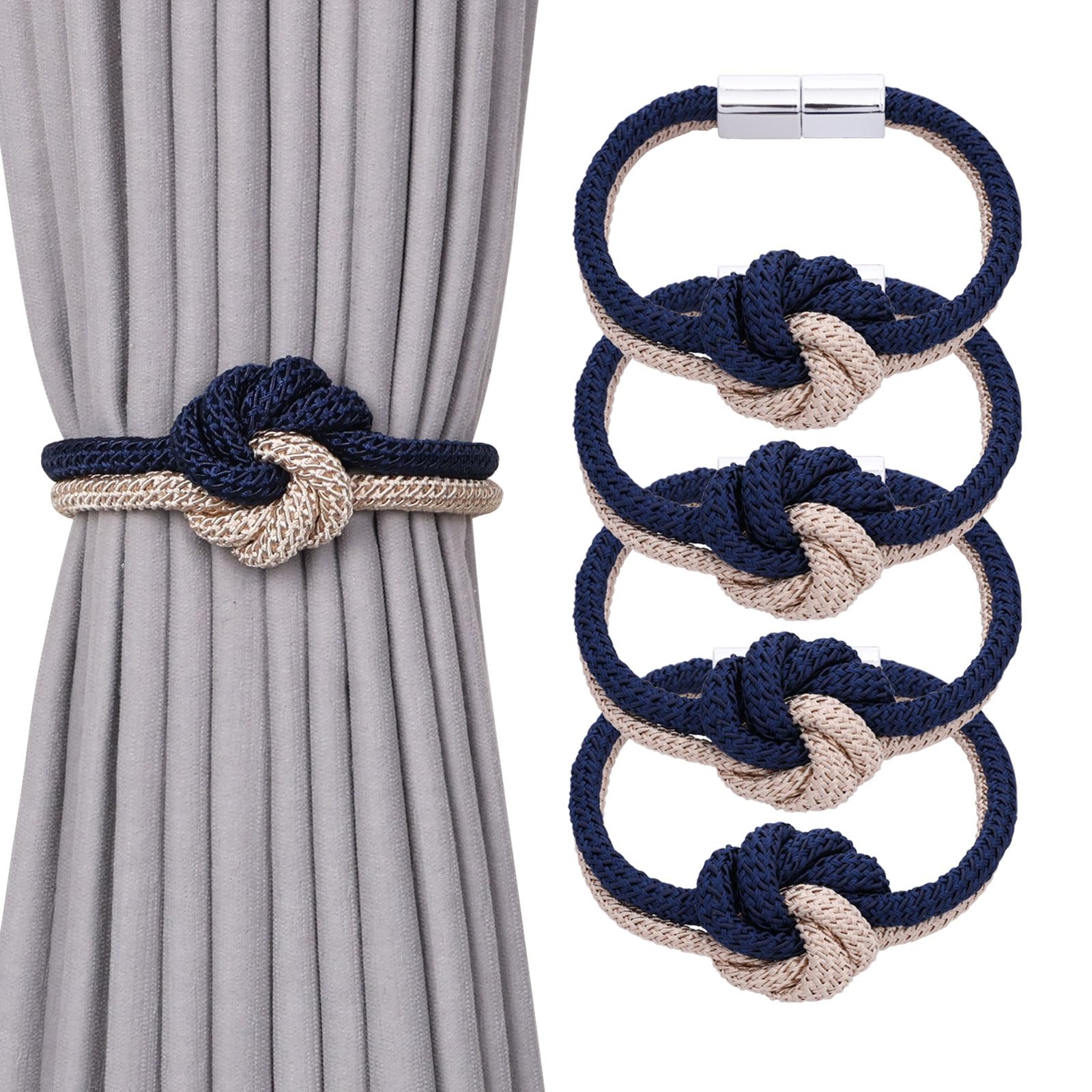 Pretty Jolly Flower‑Knot Curtain Tiebacks, Hand‑Woven Rope — image 1