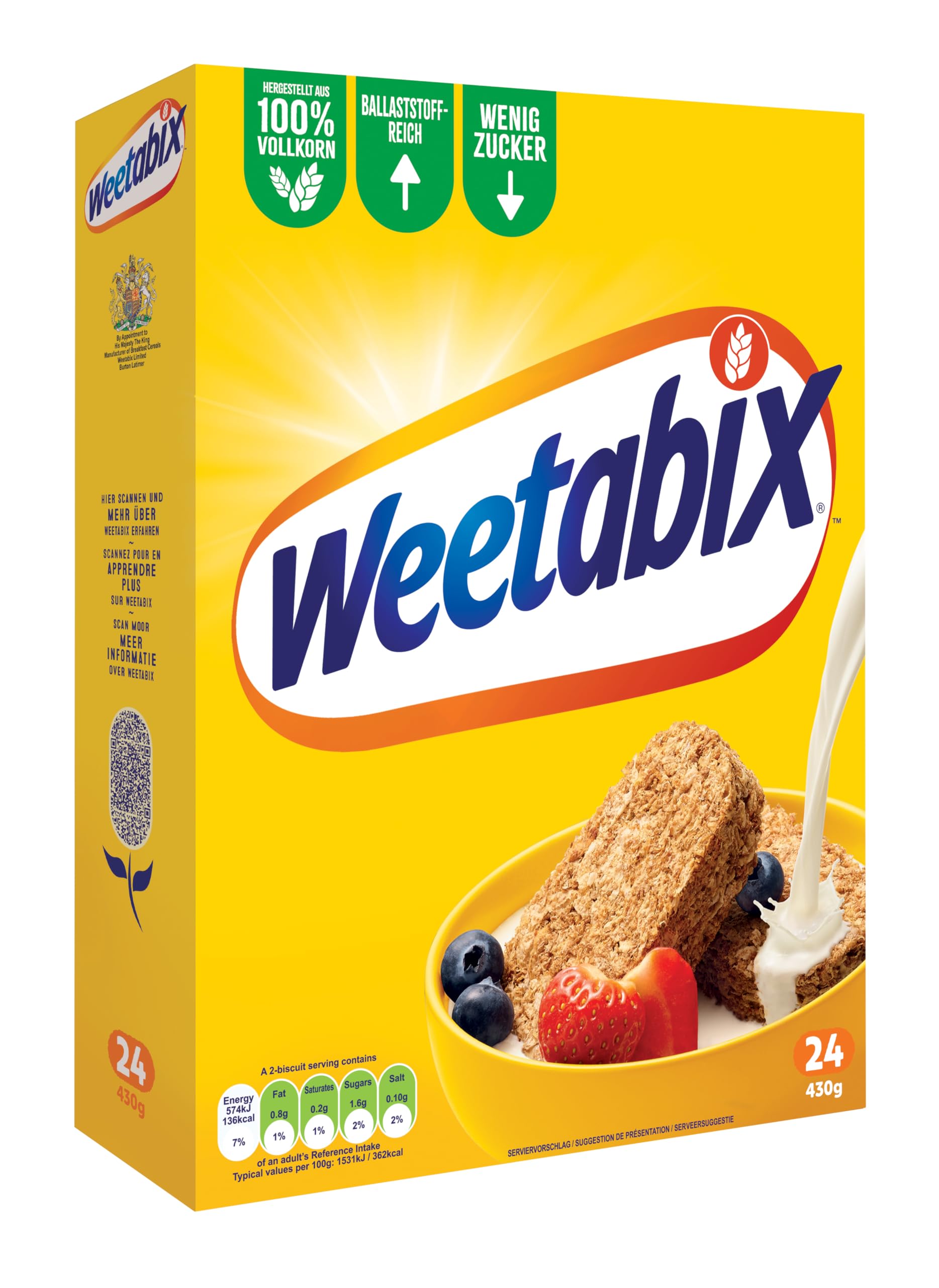 Weetabix Original Vollkorn Frühstückscerealien 14 x 430 g – Vollkornfrühstück aus Großbritannien – Gesunde Cerealien mit vielen Ballaststoffen und Vitaminen – Nutri-Score A