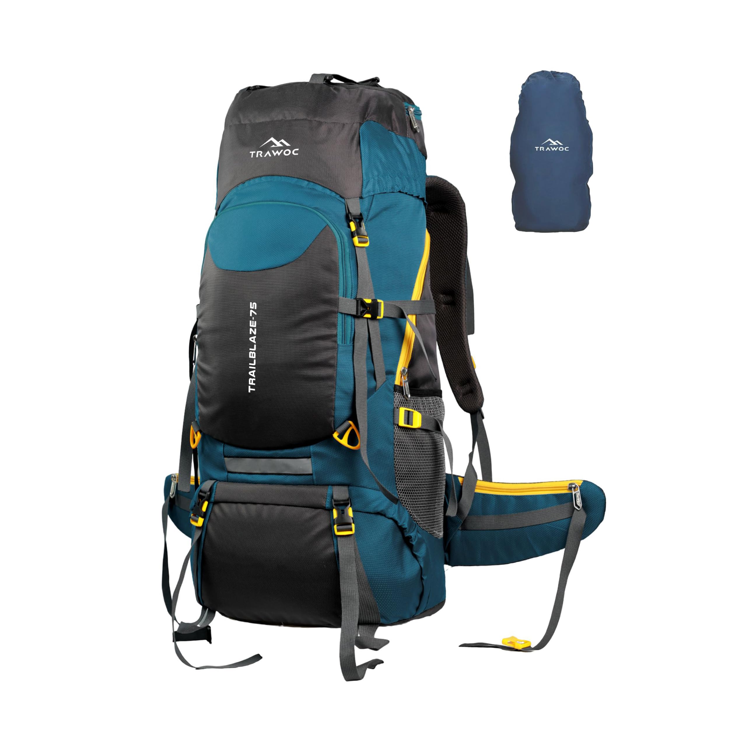 TRAILBLAZE 75 Liter Rucksack bag for Men & Women, Travel Backpack Camping Hiking Trekking Bag Rain Cover/Shoe Compartment, 3 Year Warranty