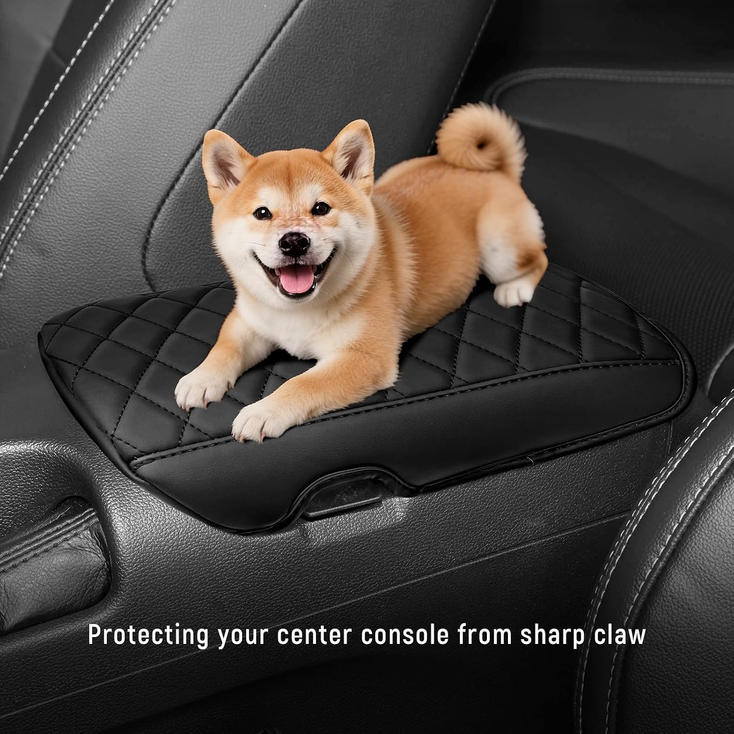ZZEQYG Center Console Cover for Ford Mustang 2015-2025 2026 Accessories Center Console Armrest Box Leather Auto Armrest Cover Protector