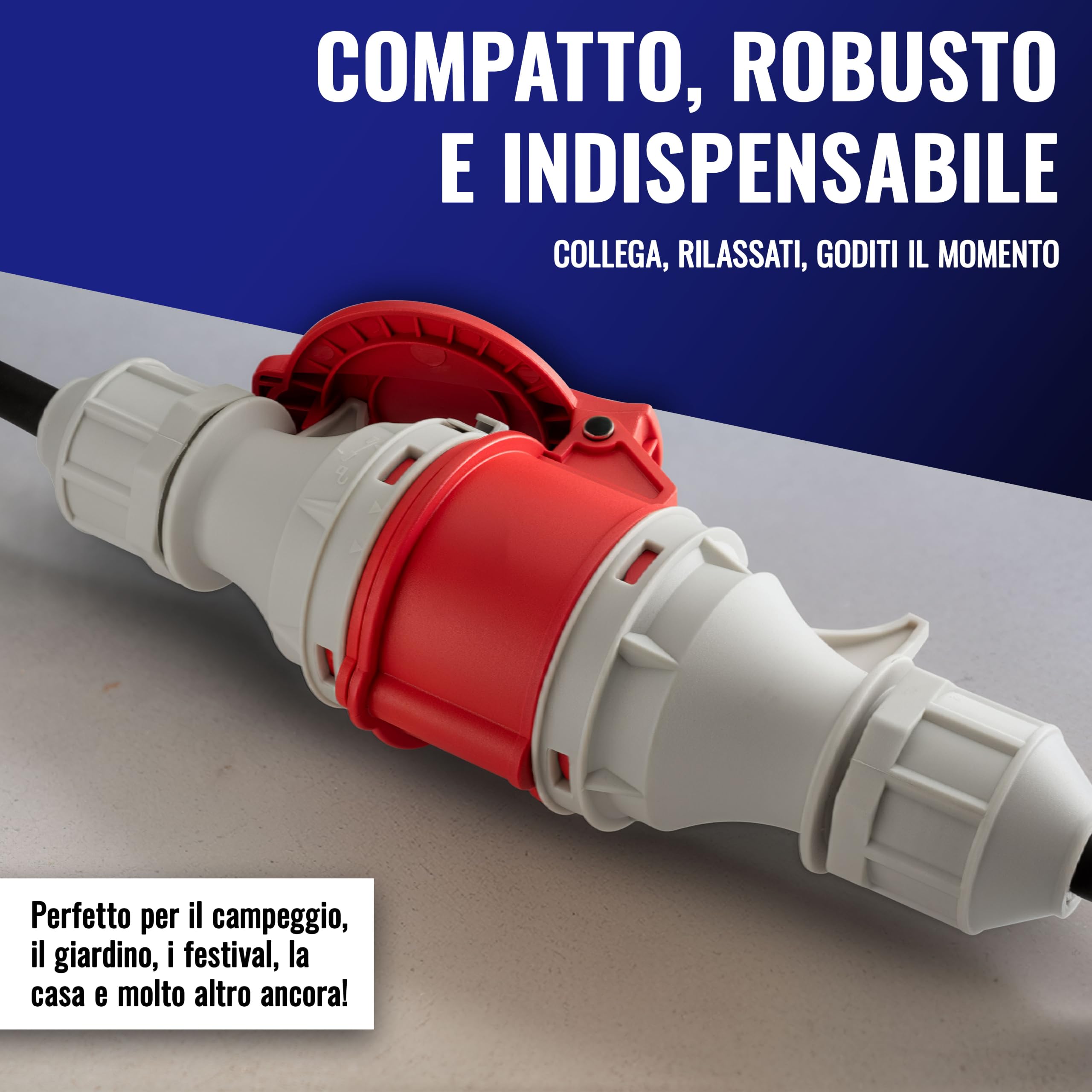 Poppstar Cavo di prolunga per corrente 10m (CEE 16A 5 poli, 400V, IP44, H07RN-F 5G1,5, spina e presa)