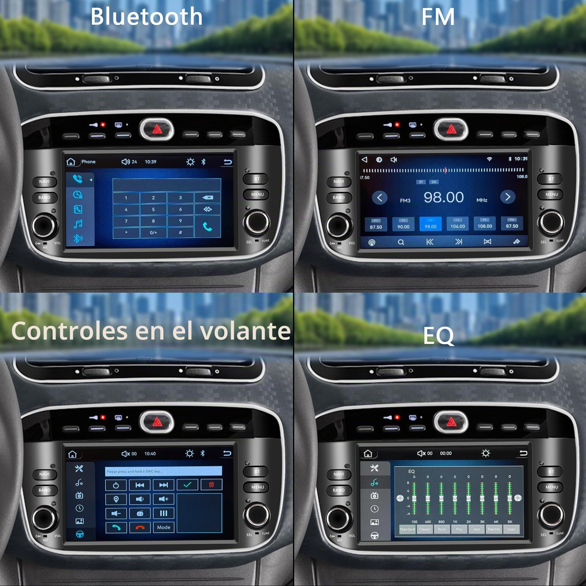 Radio de Coche Fiat Punto (2010-2016) / Linea (2012-2015) Wireless CarPlay&Android Auto Stereo Auto Bluetooth 7 con Pantalla para Táctil con FM/GPS/SWC/Mirror Link (Lling-Fiat Punto)