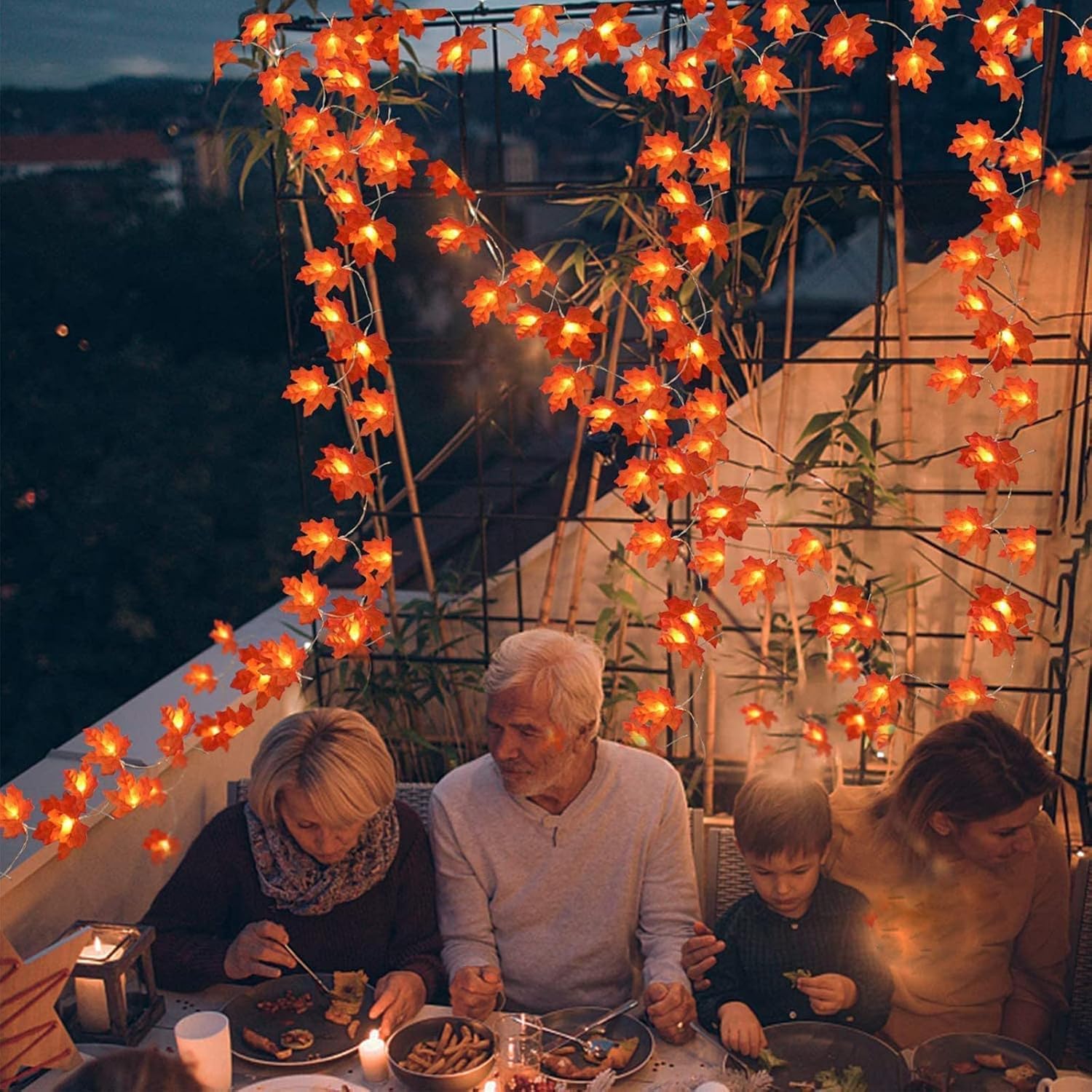 SOPSTUO Autumn Decoration Lights, Fall Garland with Pumpkin Maple String Lights - Image 4