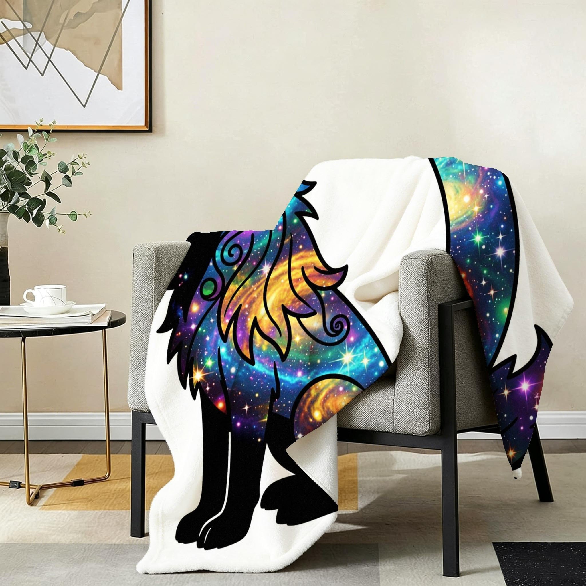 Manta Entretiempo Grande, Lobo de Colores, 220x240 cm, AQ9359