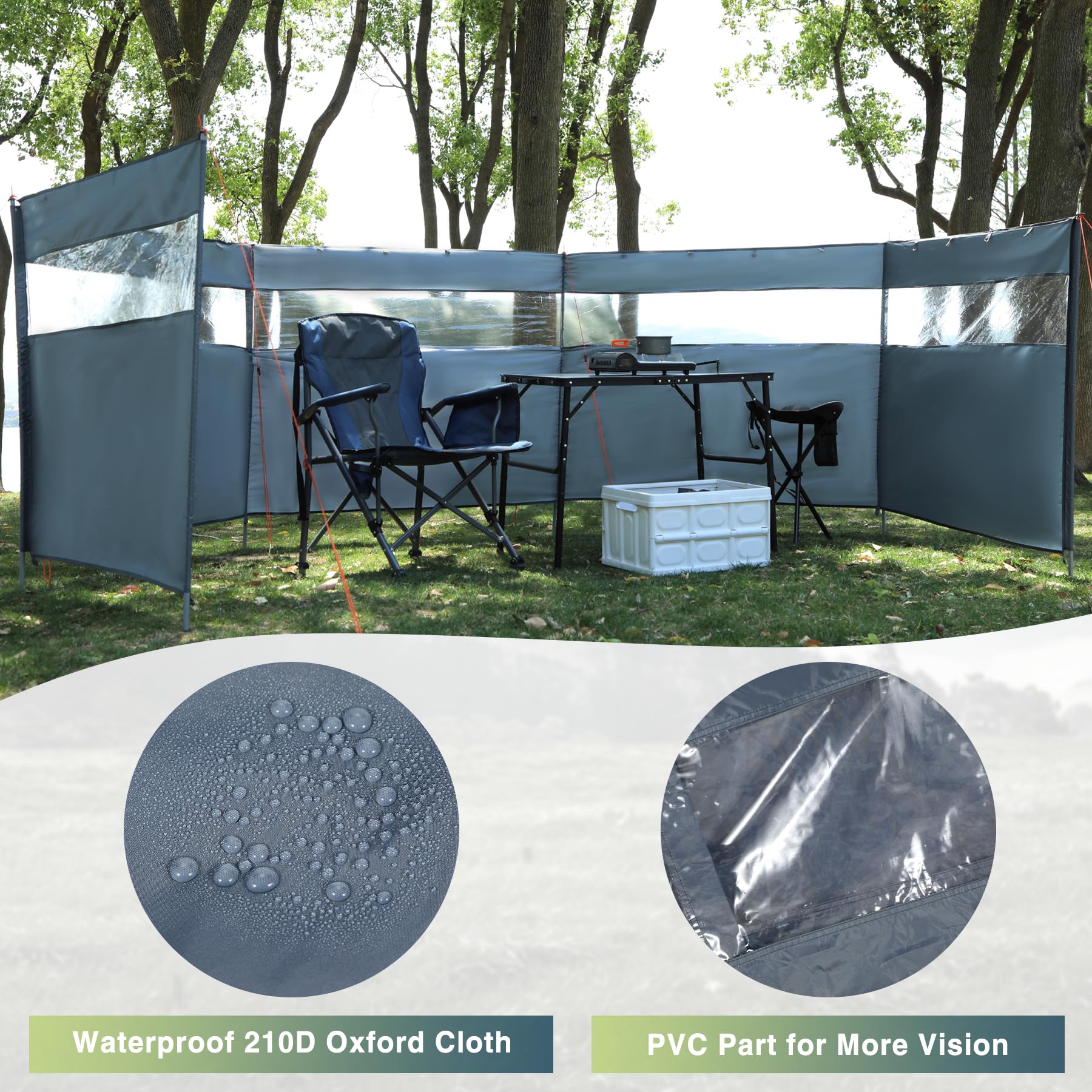 REDCAMP Heavy Duty Camping Windbreaker Outdoor Privacy Shield with Top Window