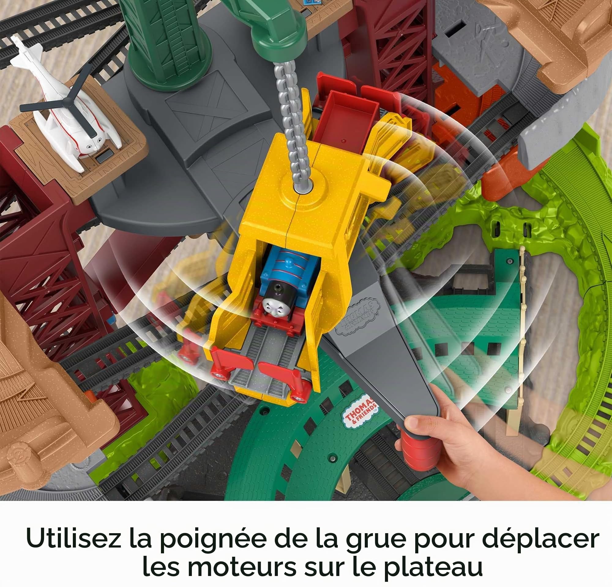 Thomas et ses Amis Cofret Super Tour : Trains et Grues de Fisher-Price, train motorisé et piste pour enfants à partir de 3 ans, GXH09